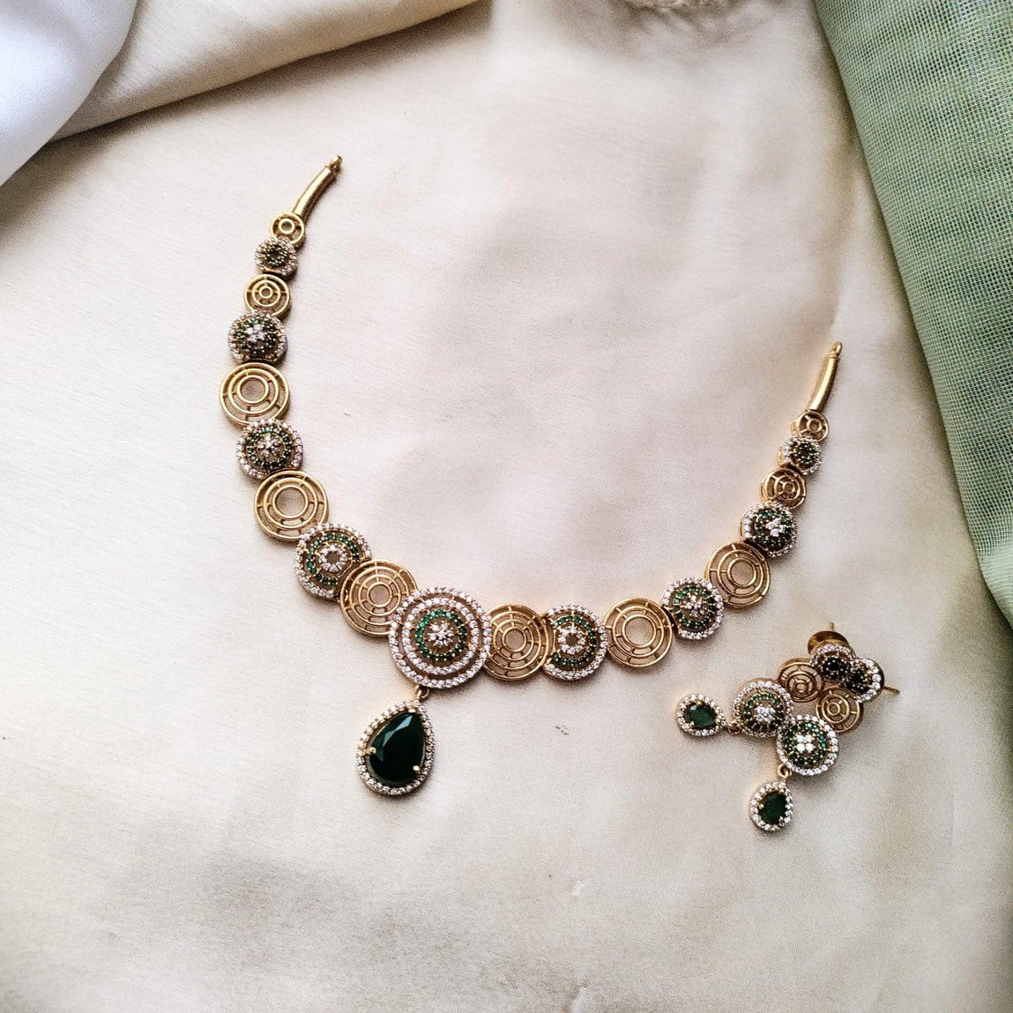 Spiral CZ stone necklace