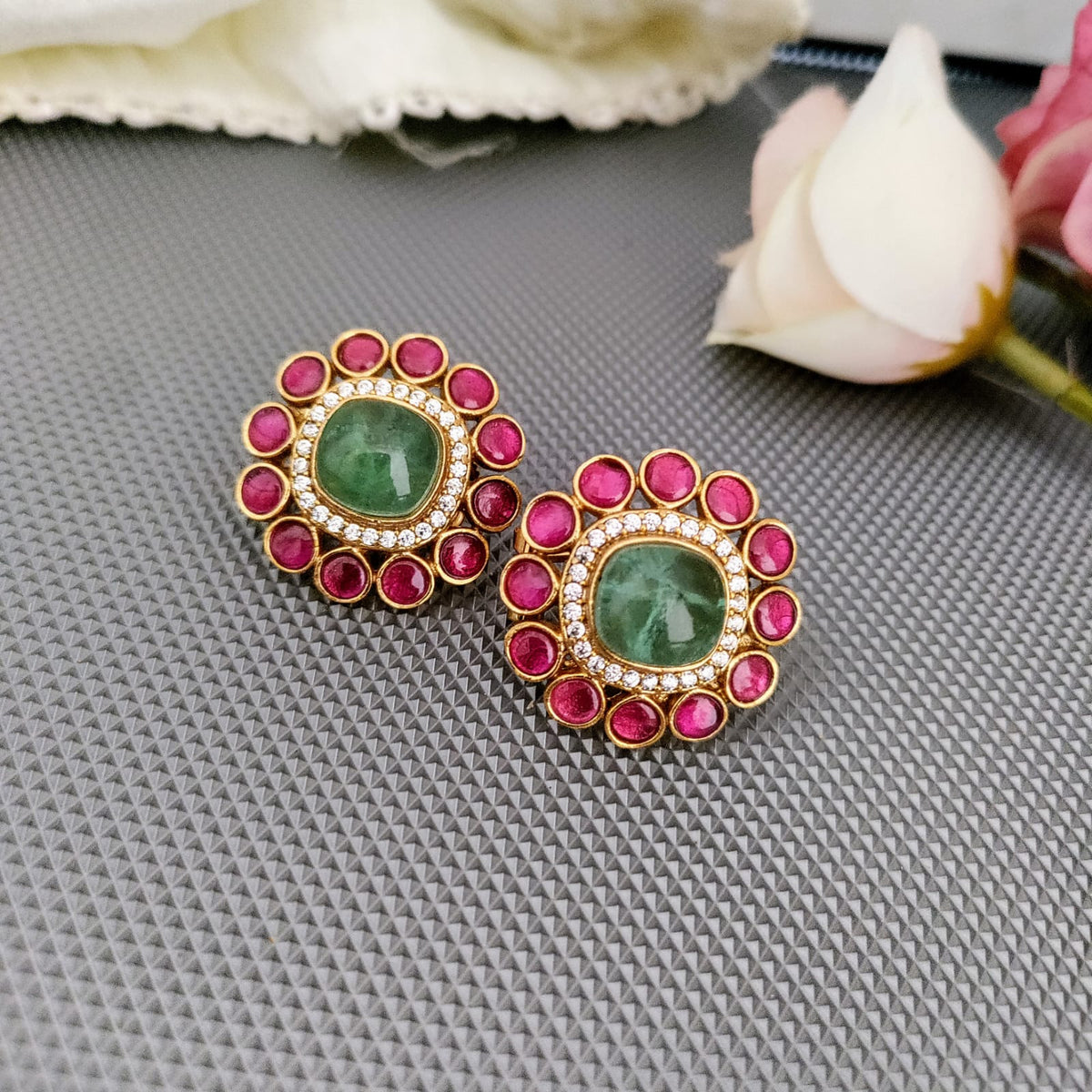 Jadau Kundan semiprecious stone Stud