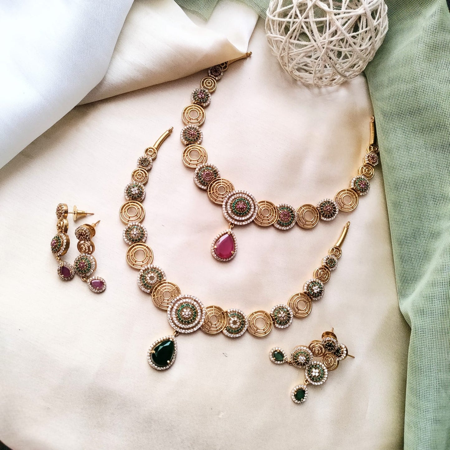 Spiral CZ stone necklace