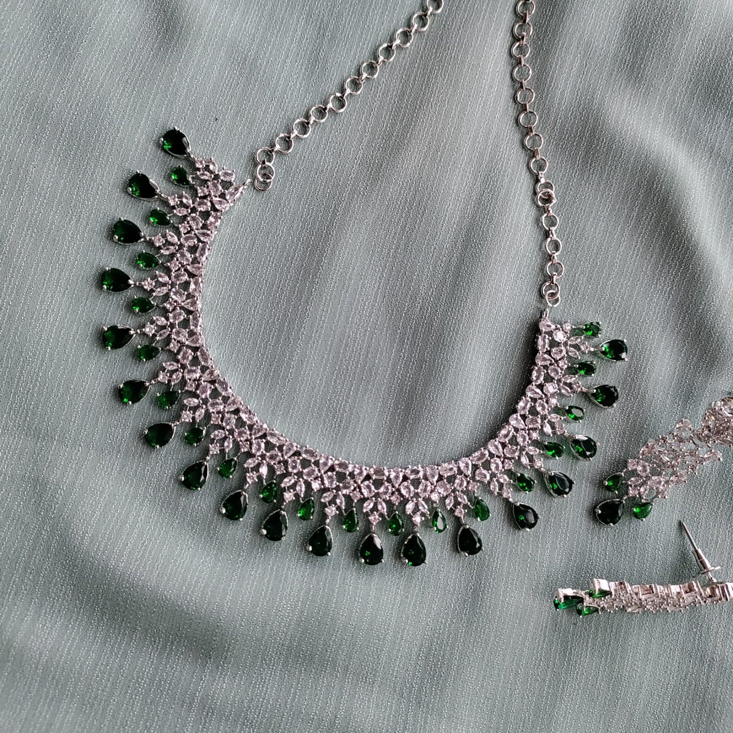 Semi bridal CZ stone necklace