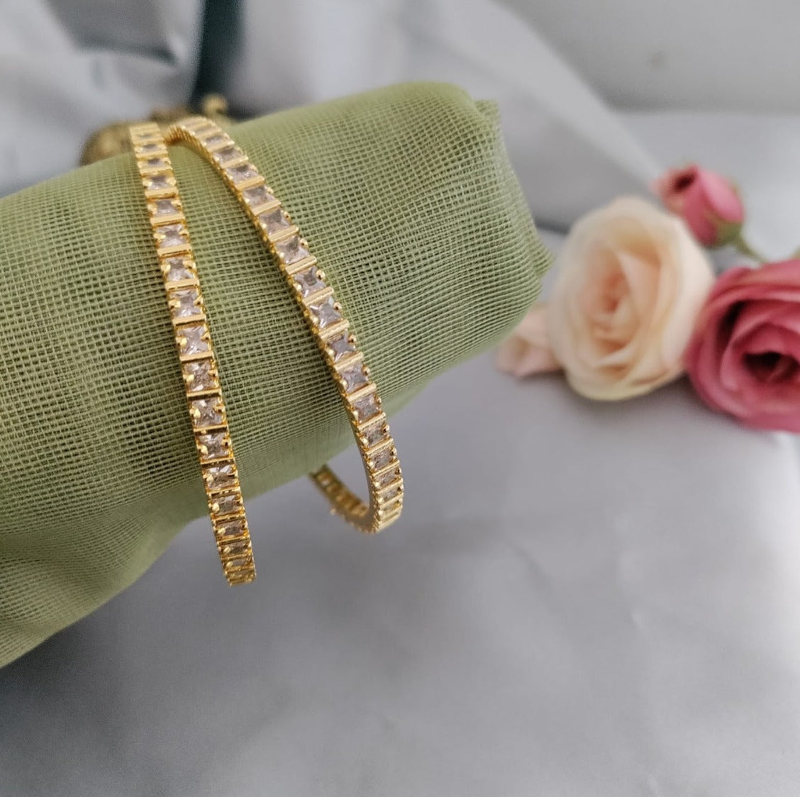 Square AD stone studded bangle