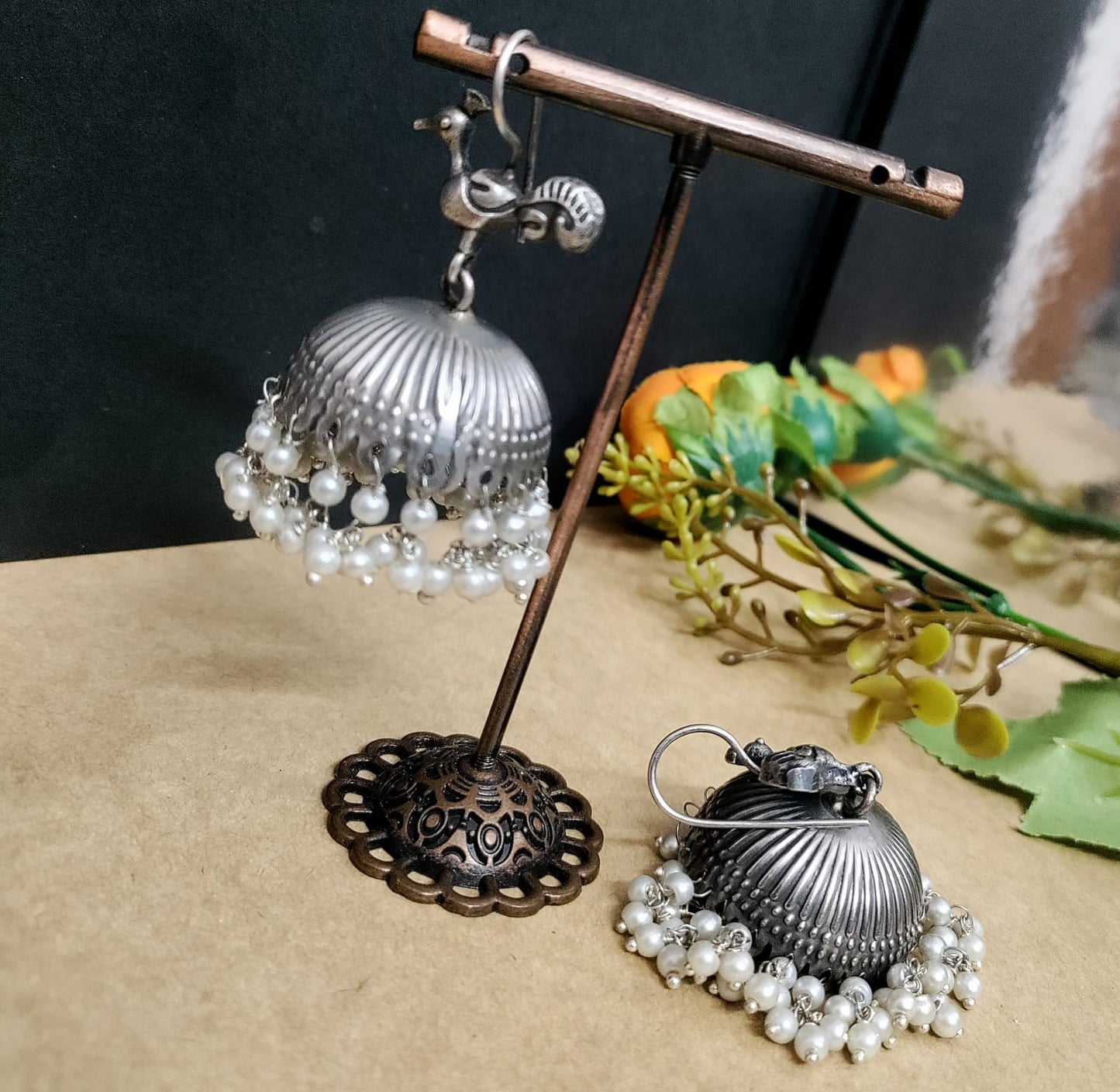 Hook sla peacock jumkha earring