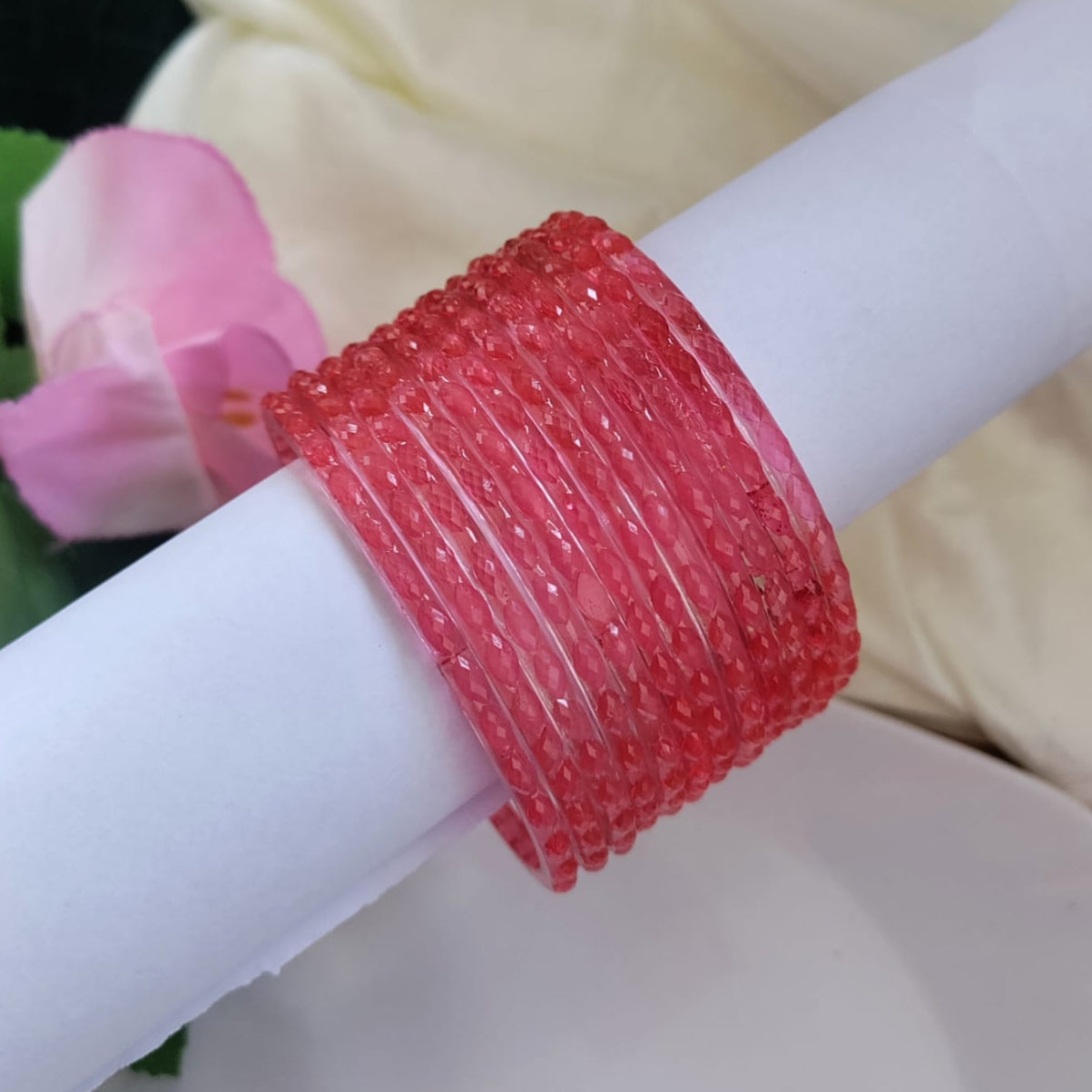 Raindrop Glass Bangles Plain - Crystal cut