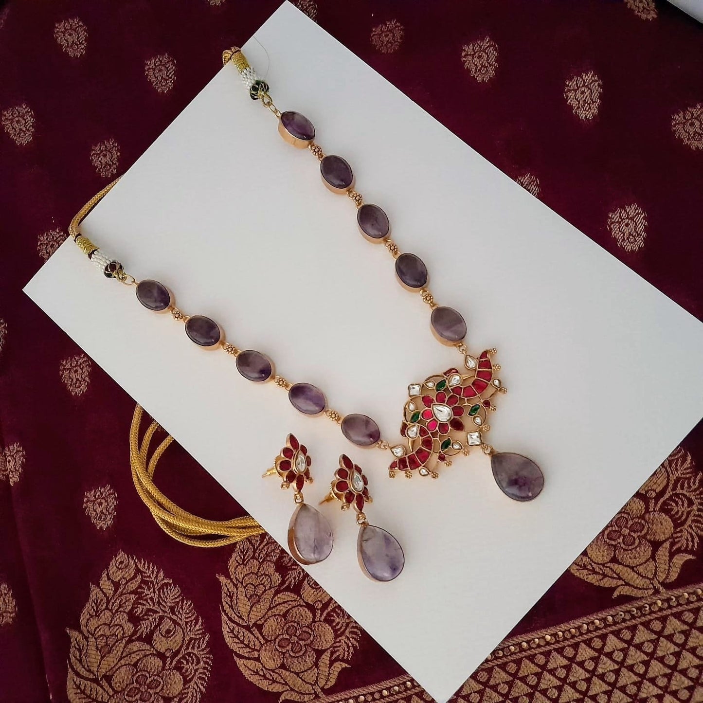 Bold and beautiful Jadau kundan exclusive stone necklace set