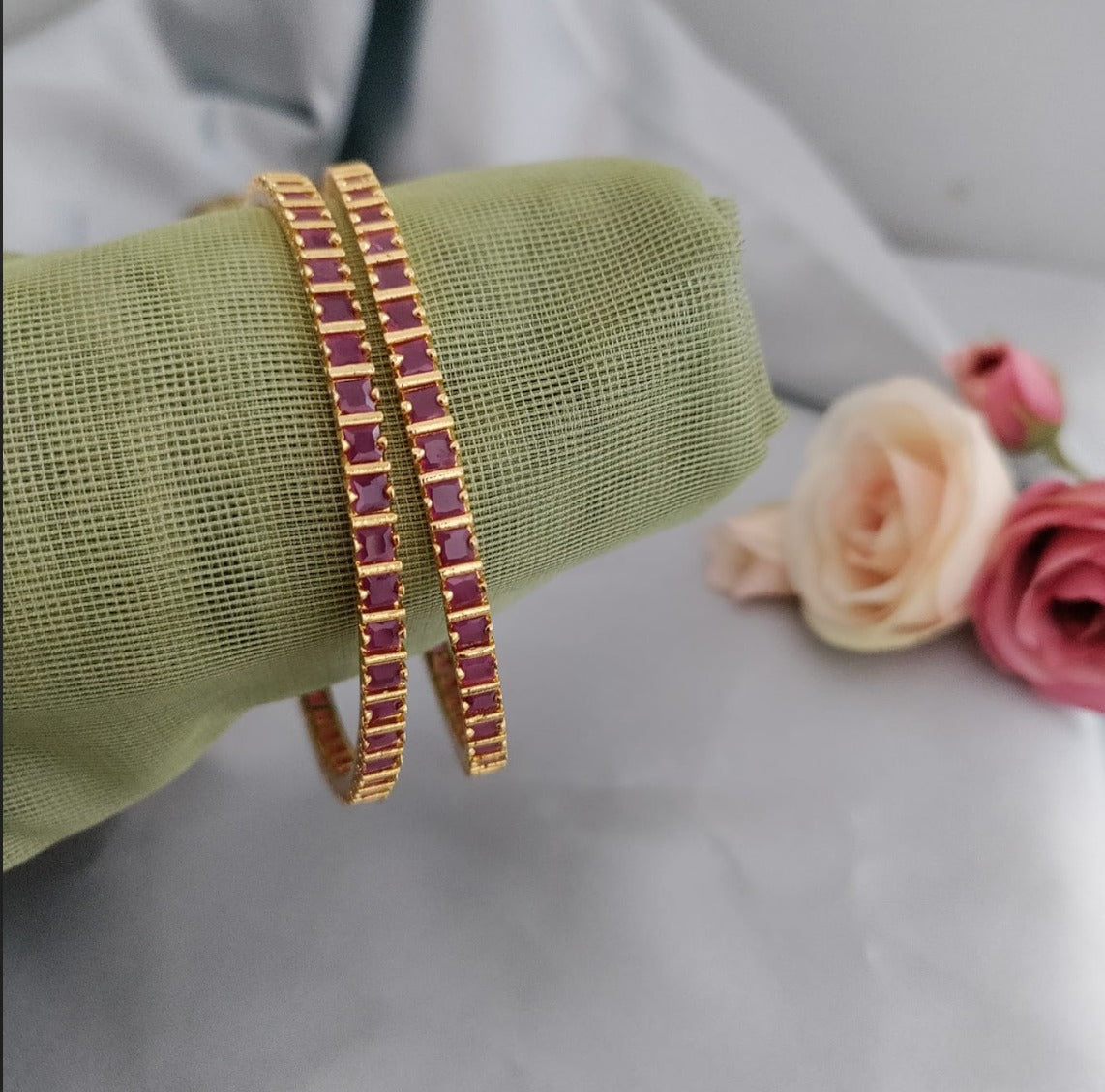 Square AD stone studded bangle