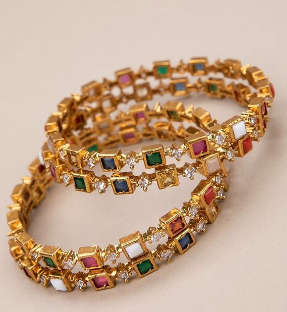 Navratna bangle set - 2 pc