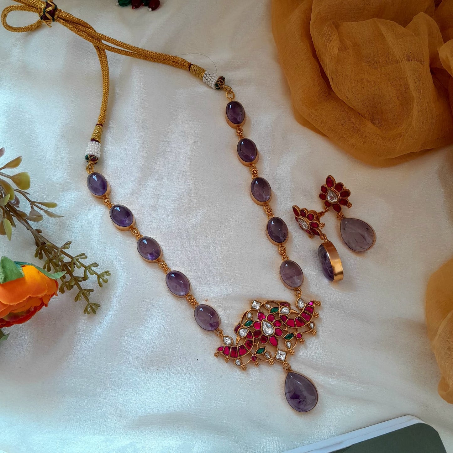 Bold and beautiful Jadau kundan exclusive stone necklace set