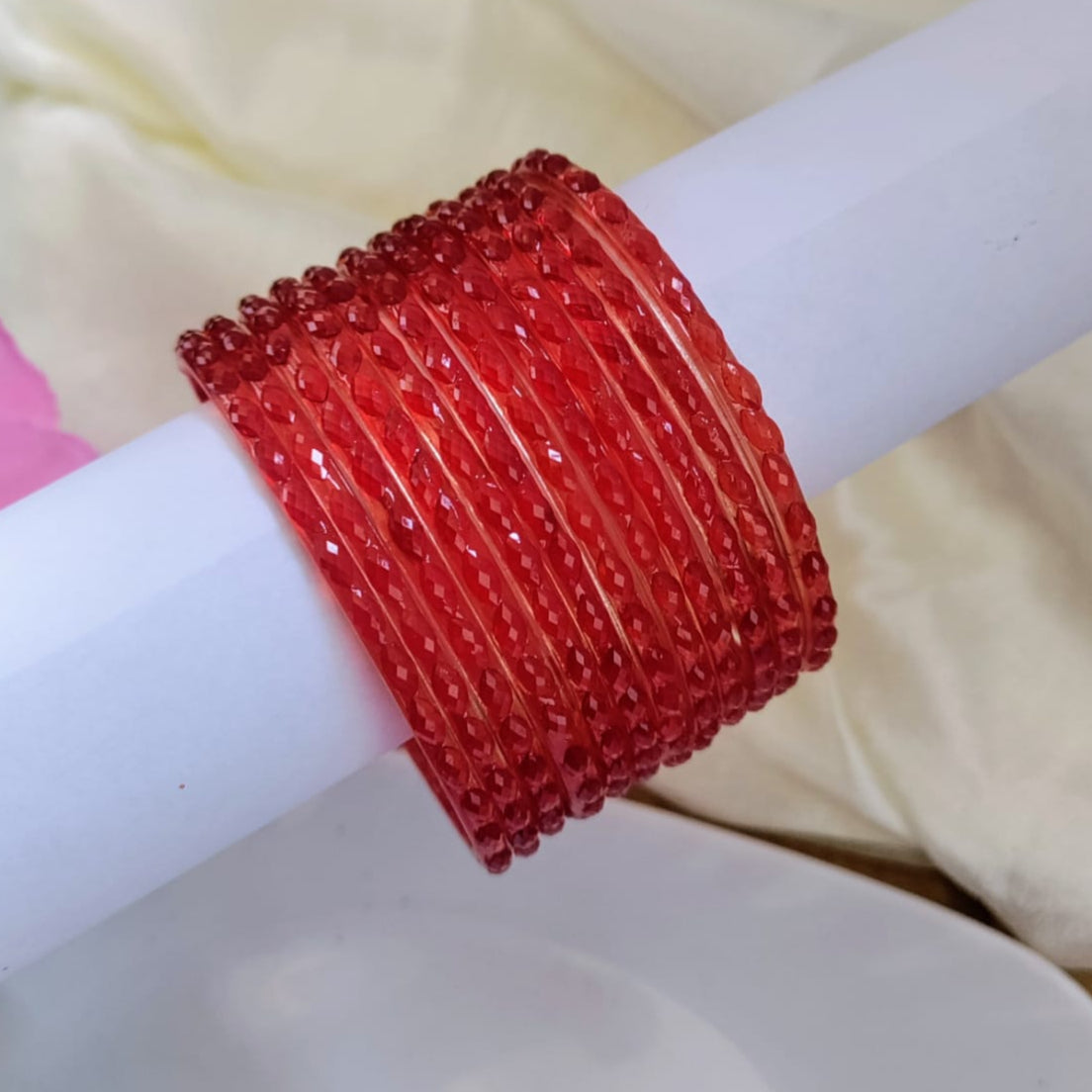 Raindrop Glass Bangles Plain - Crystal cut