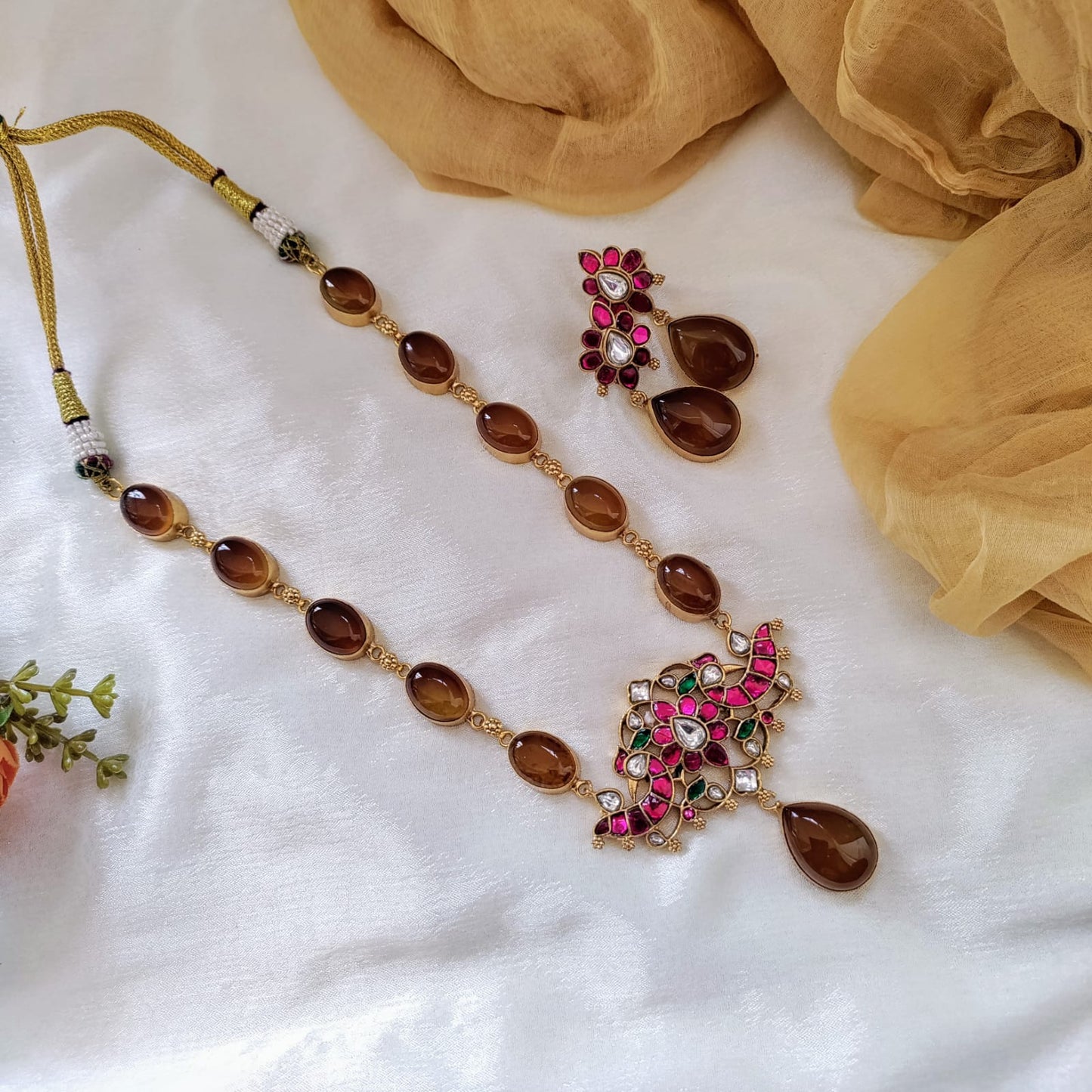 Bold and beautiful Jadau kundan exclusive stone necklace set