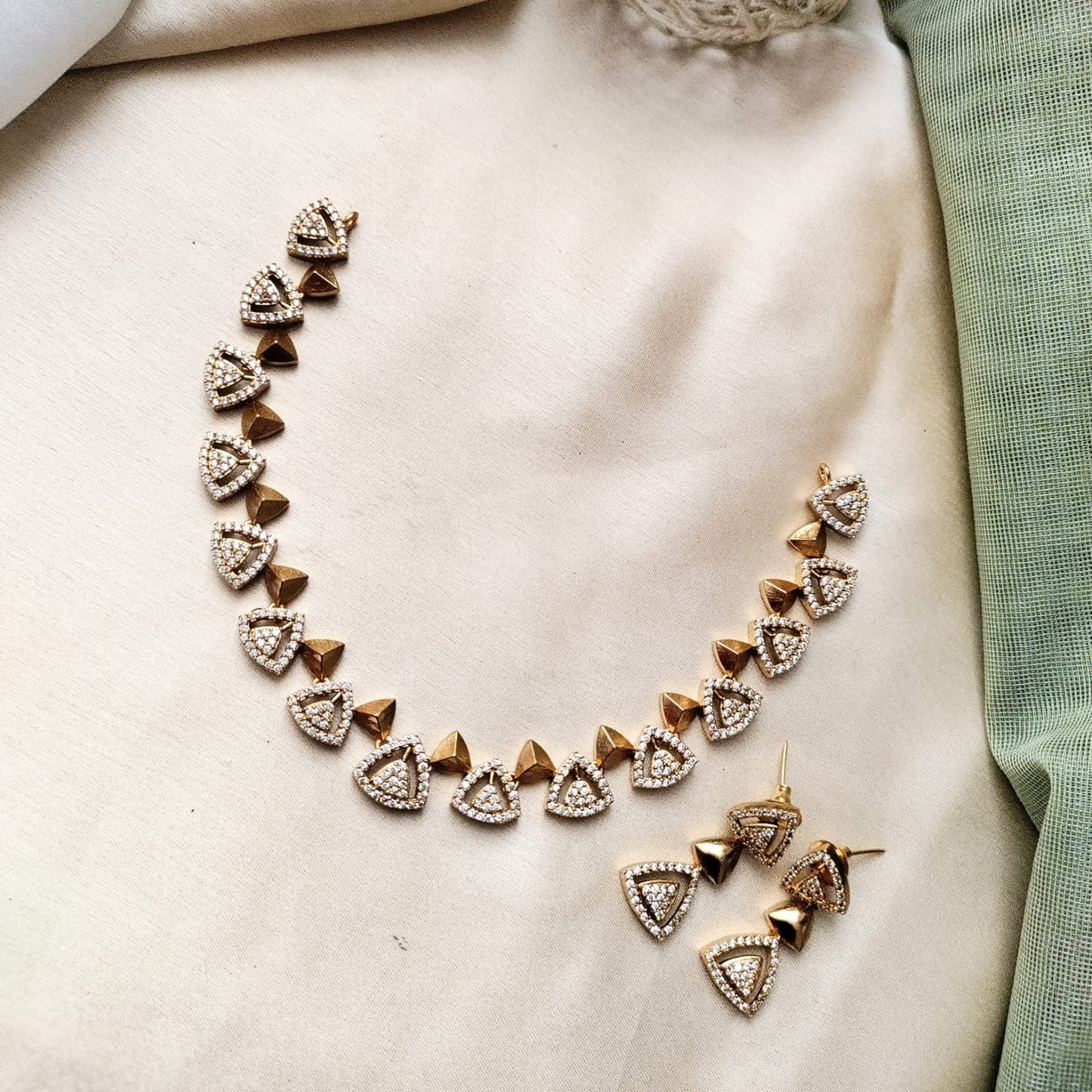 Triangle CZ stone necklace