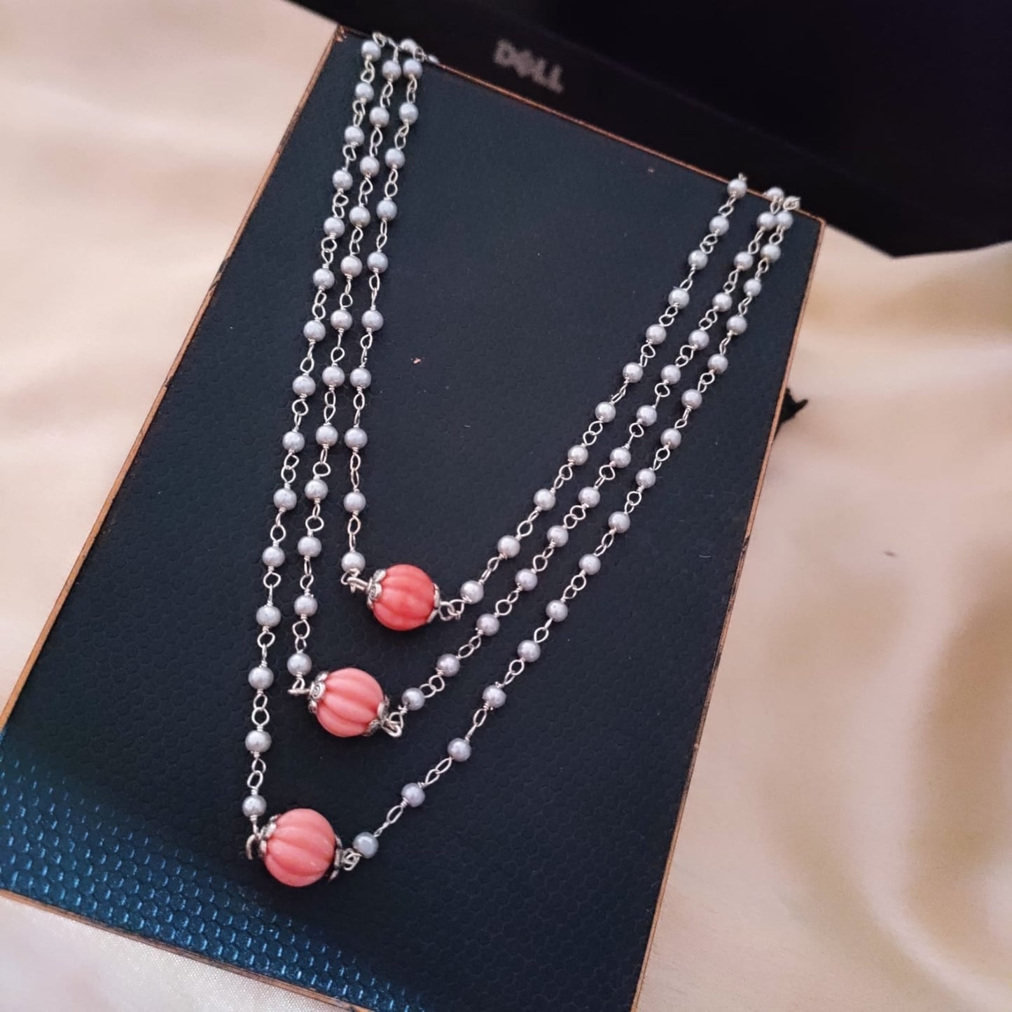 3 layer pearl Long Necklace