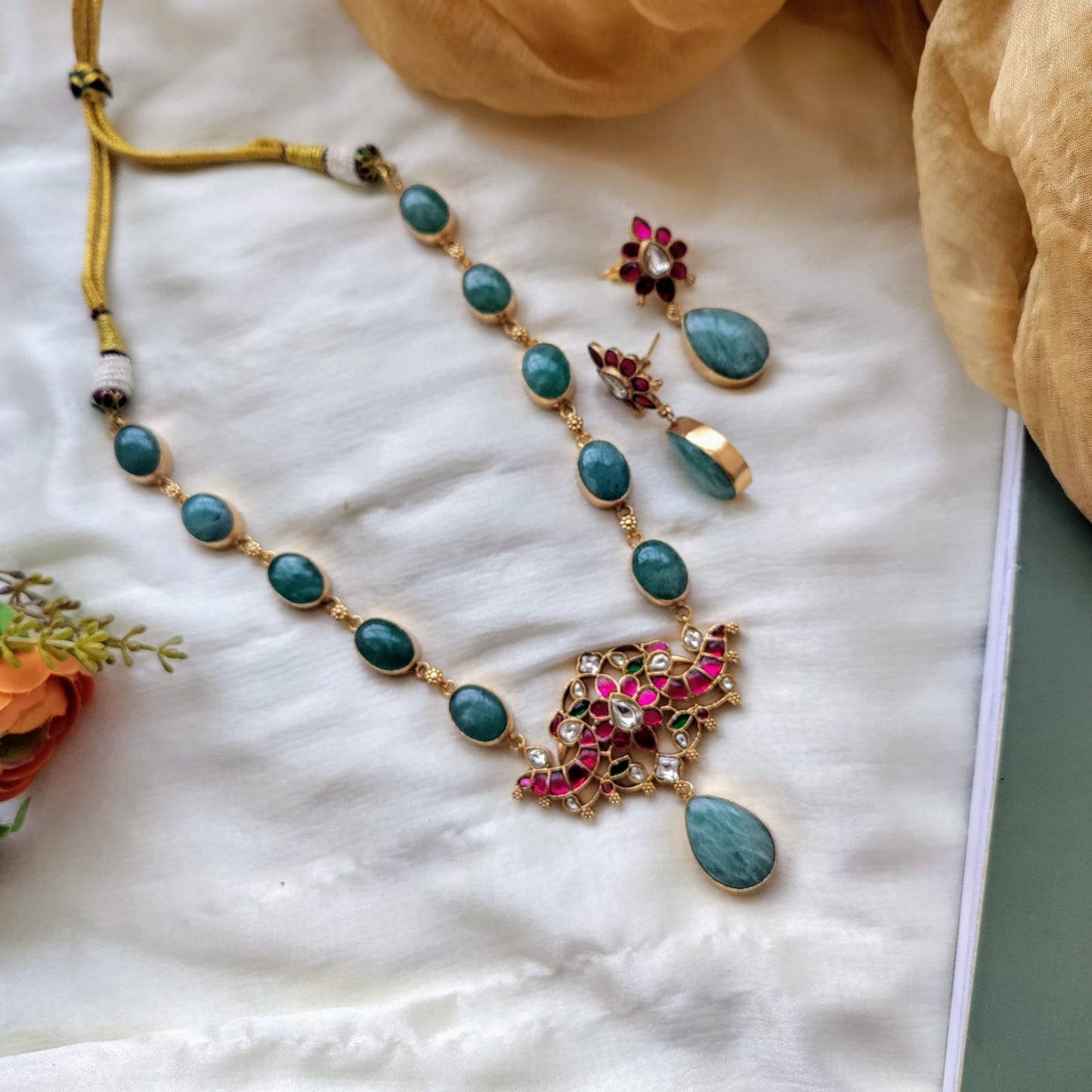 Bold and beautiful Jadau kundan exclusive stone necklace set