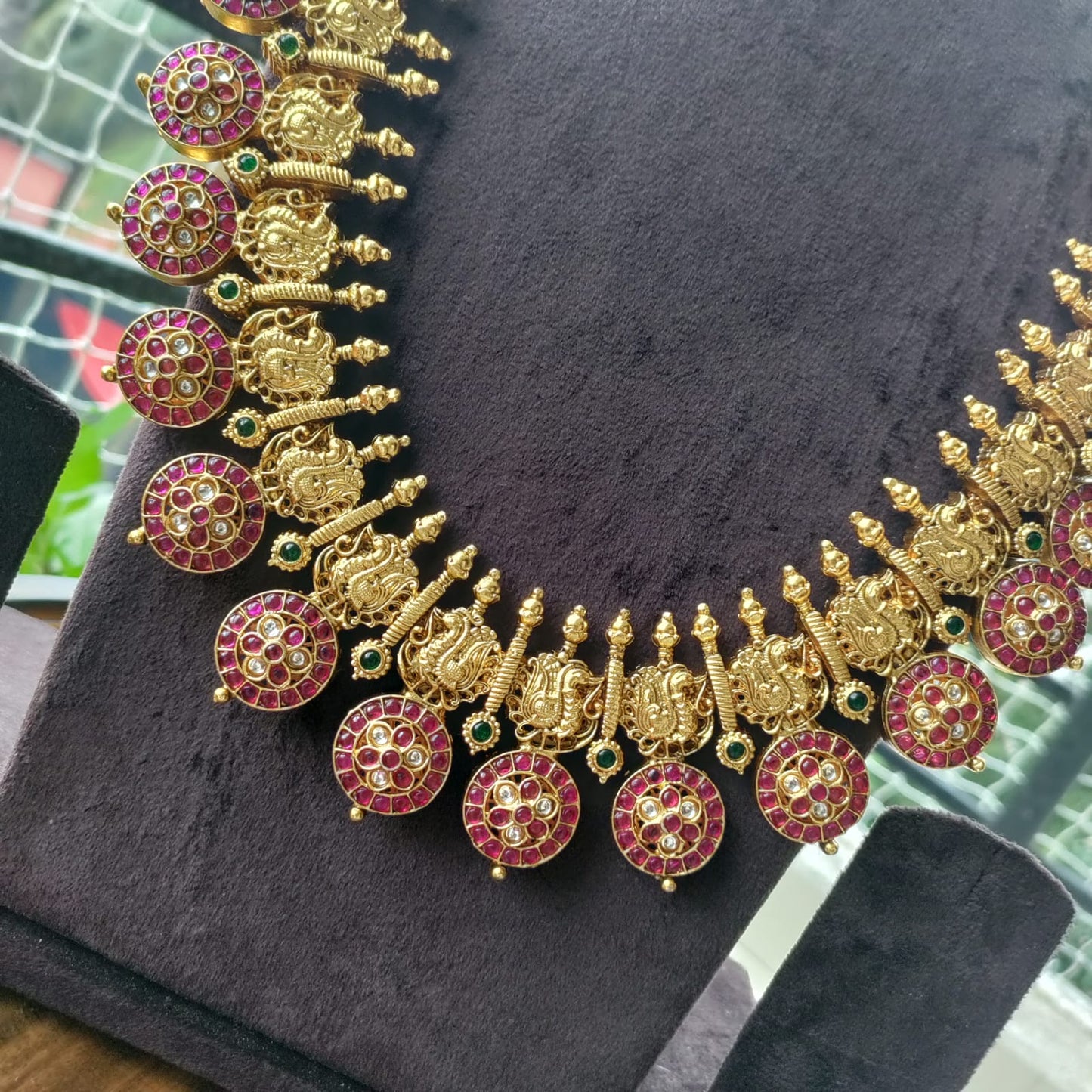 Beautifully crafted Long kemp pendant bridal Necklace