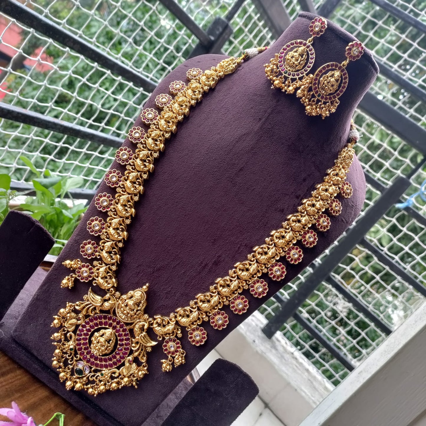 Amazing Long Lakshmi temple necklace set
