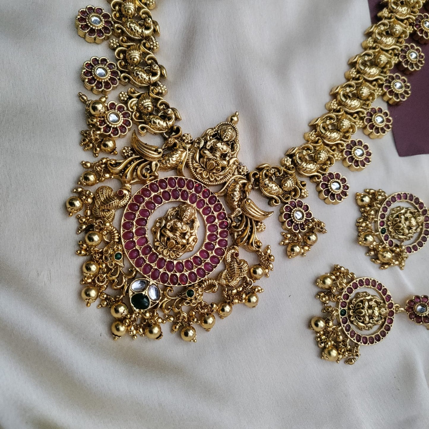 Amazing Long Lakshmi temple necklace set