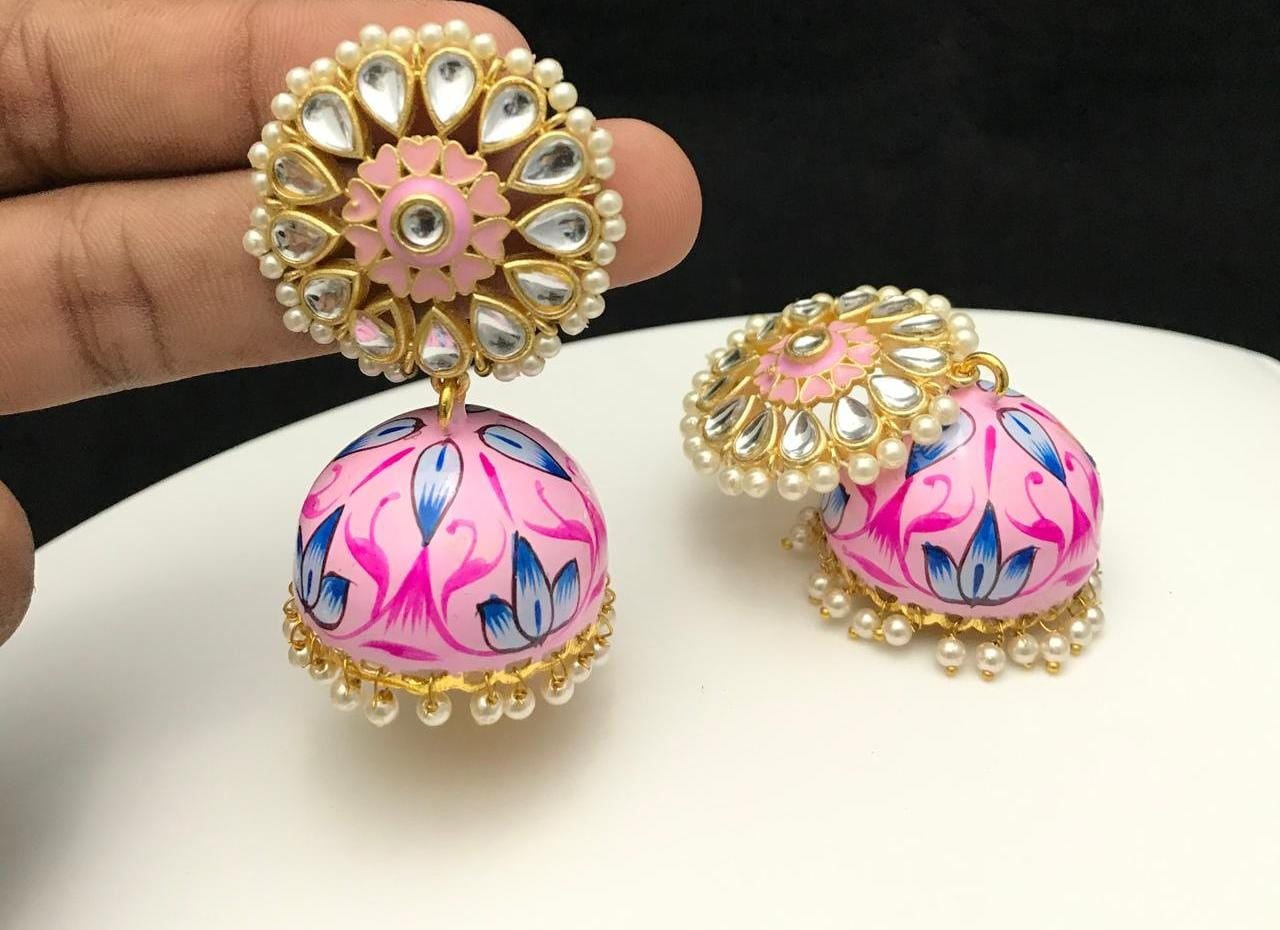 Painted jumkha earring