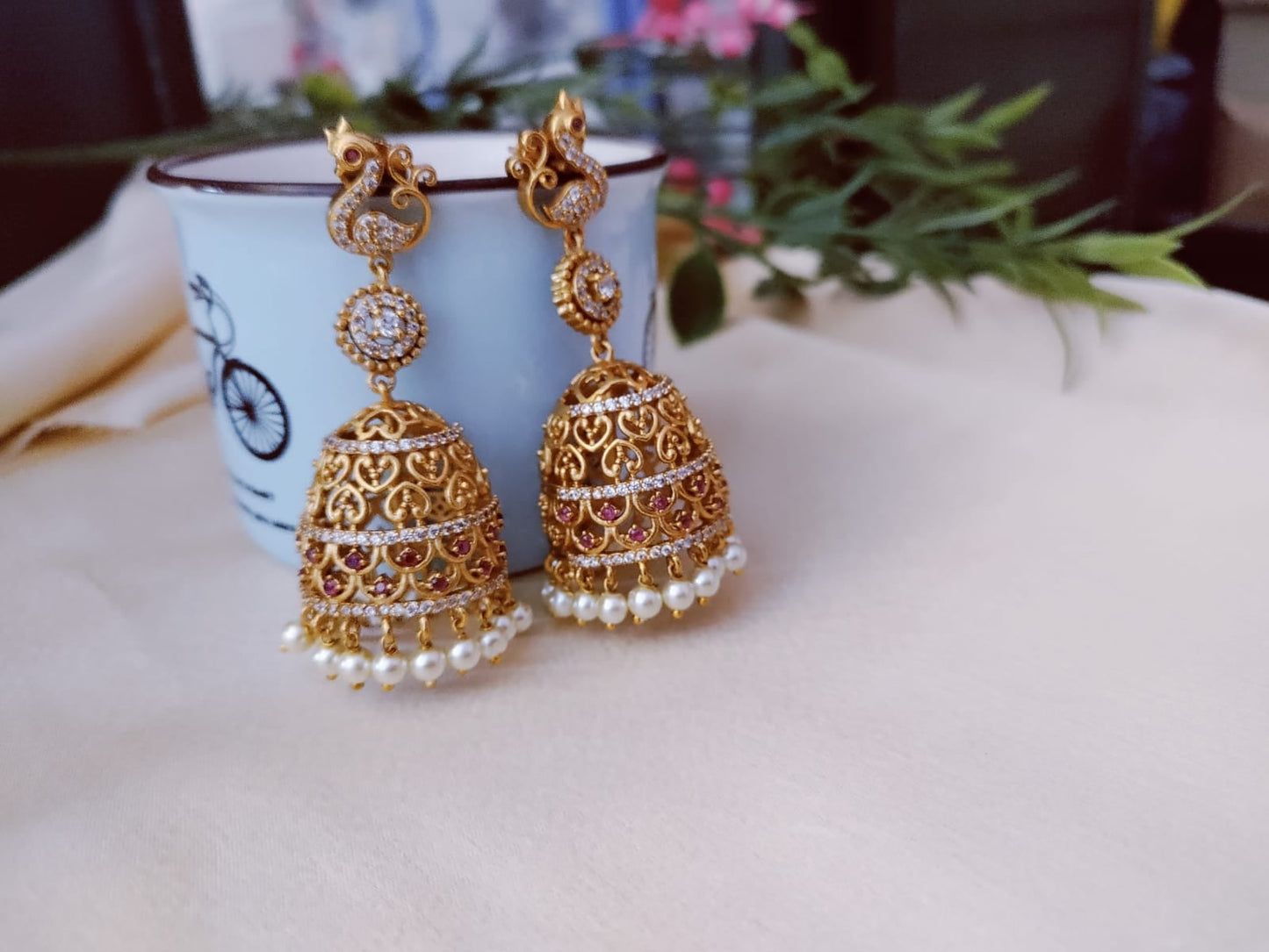 Peacock jumkha earring