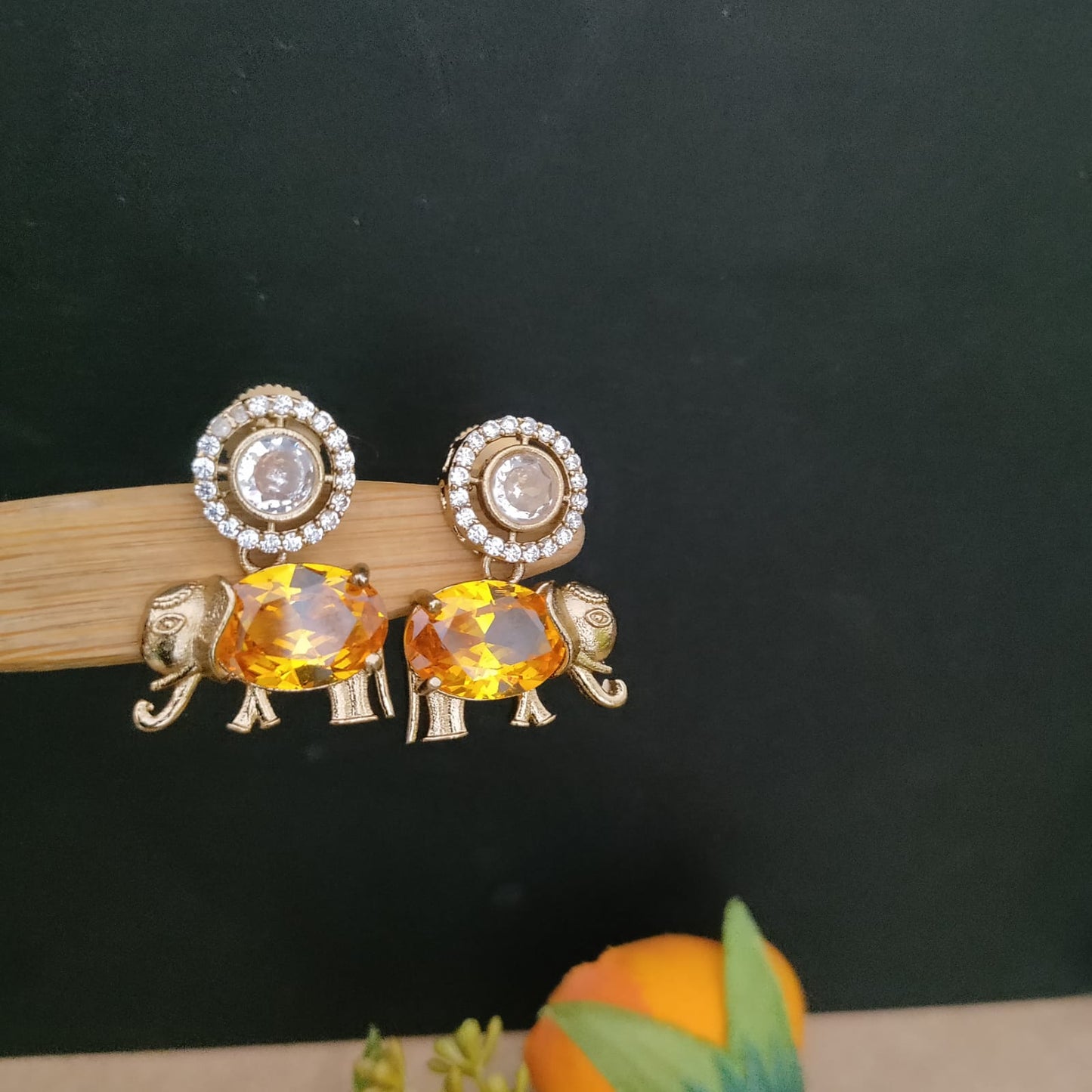 Elephant stone earring
