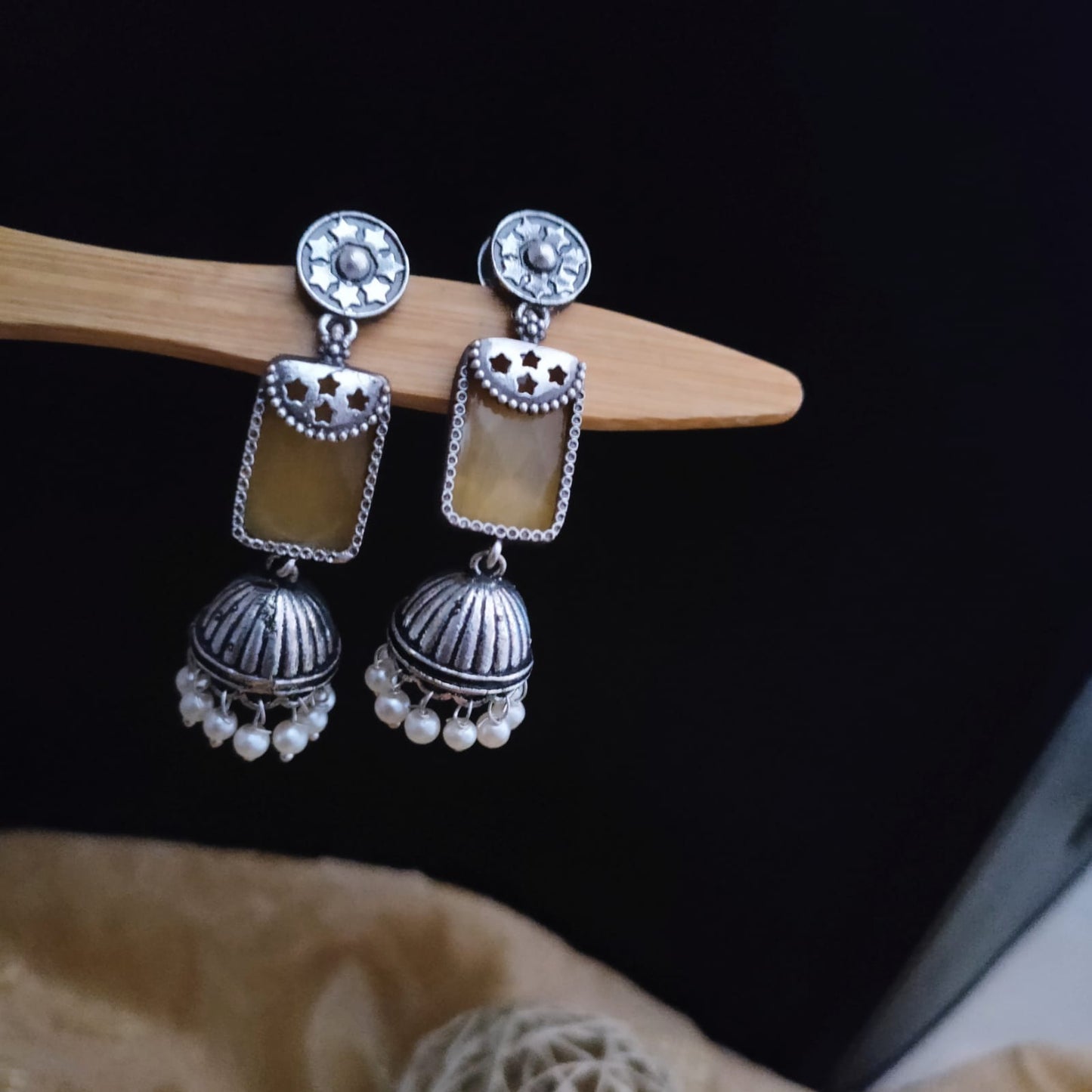 3 layered designer long jumkha earring