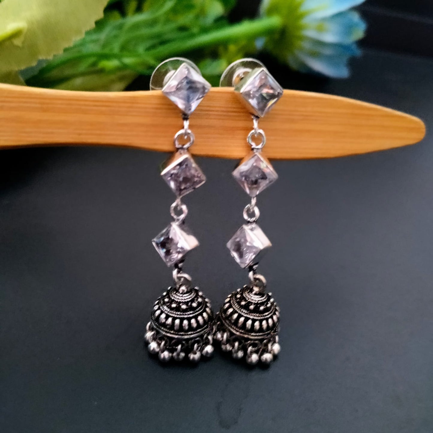 3 stone jumkha earring