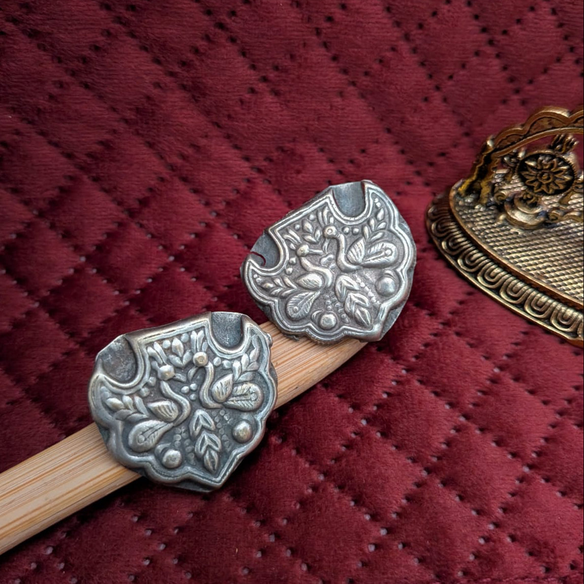 Peacock Shield Stud Earring