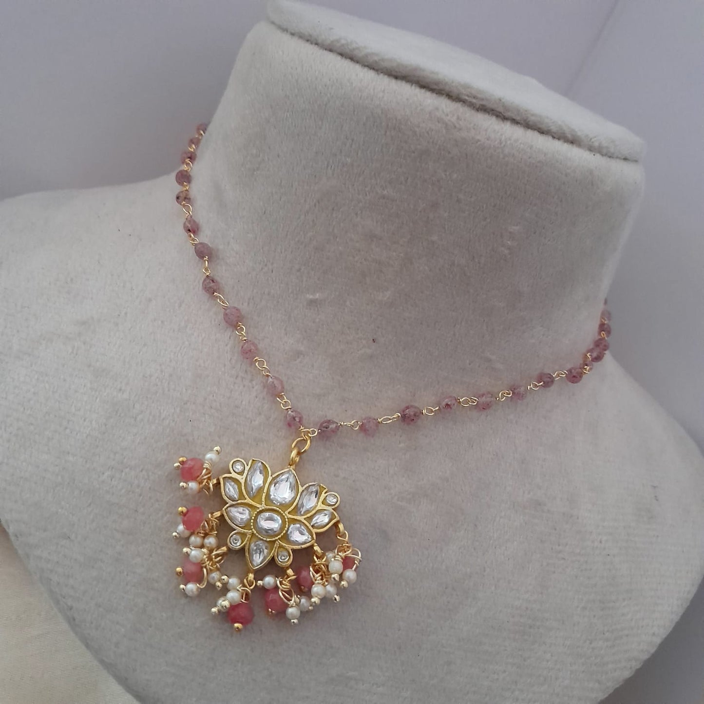 Jadau kundan Lotus pendant chain