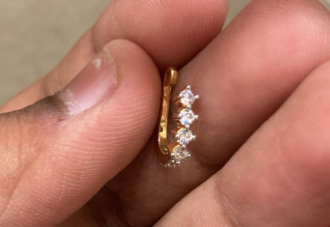 CZ stone studded nosepin - Clipon