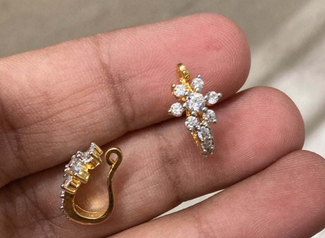 CZ stone studded nosepin - Clipon