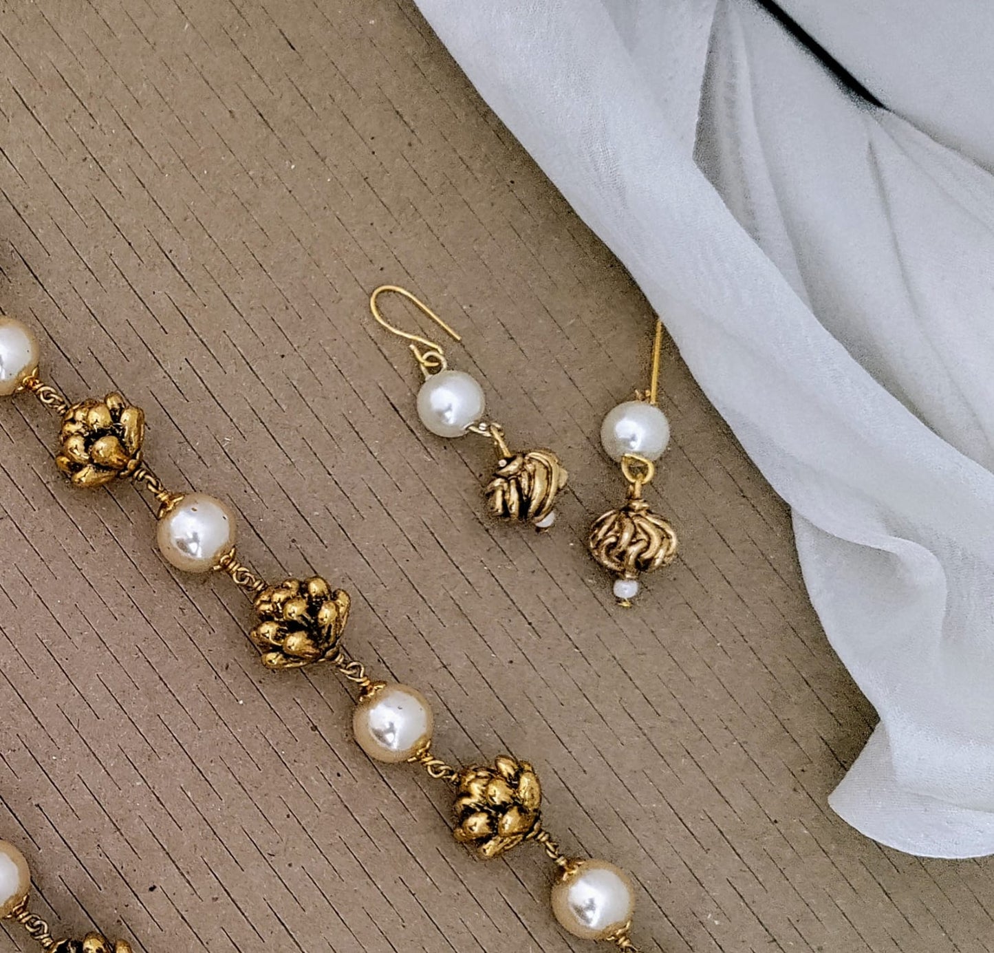 Lotus with pearl antique mala