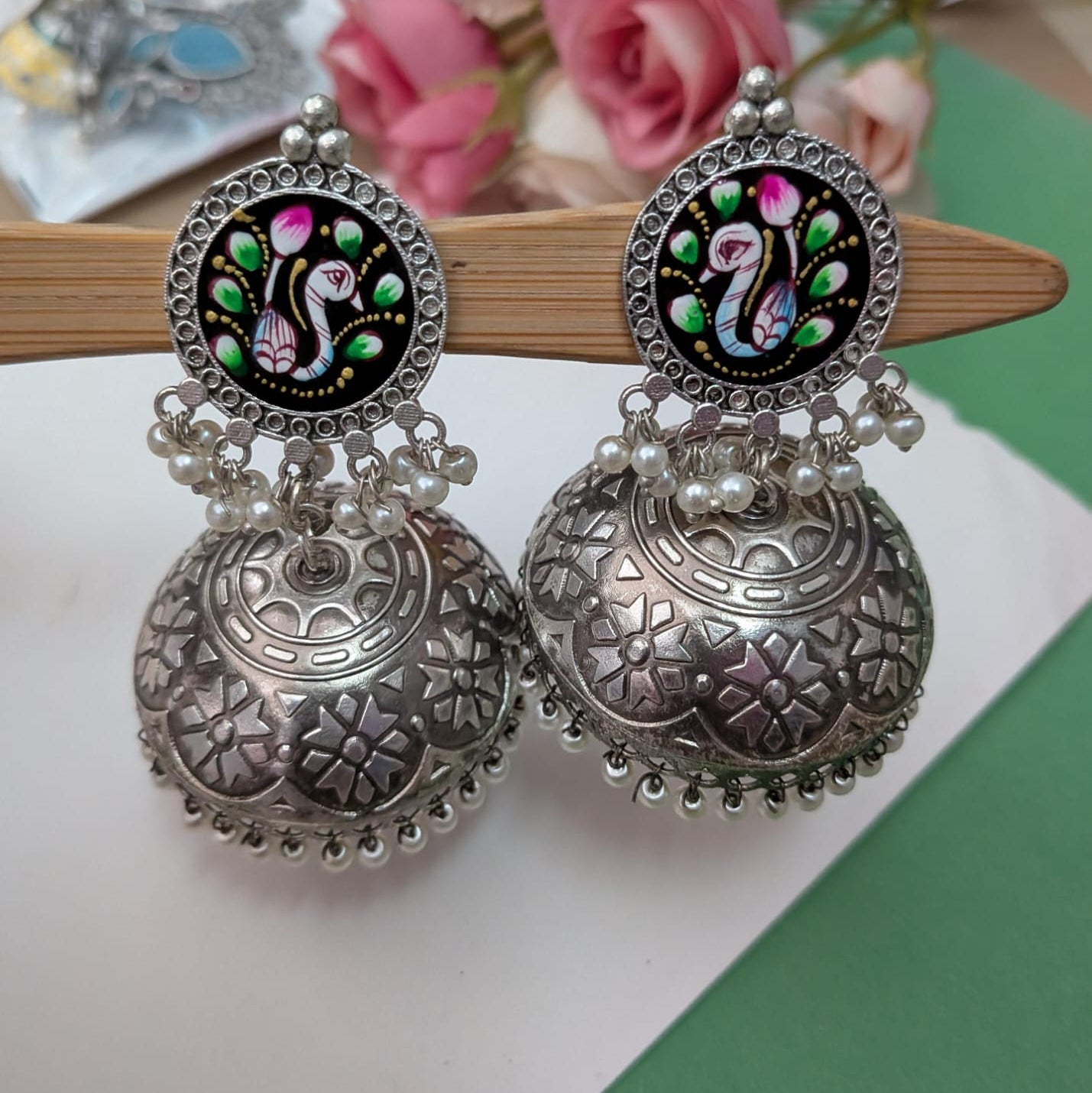 Peacock Design Light Weight Jhumka