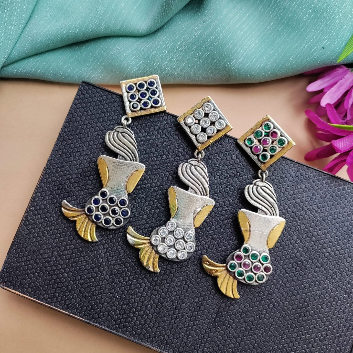 Mermaid fish pot Dualtone Earring