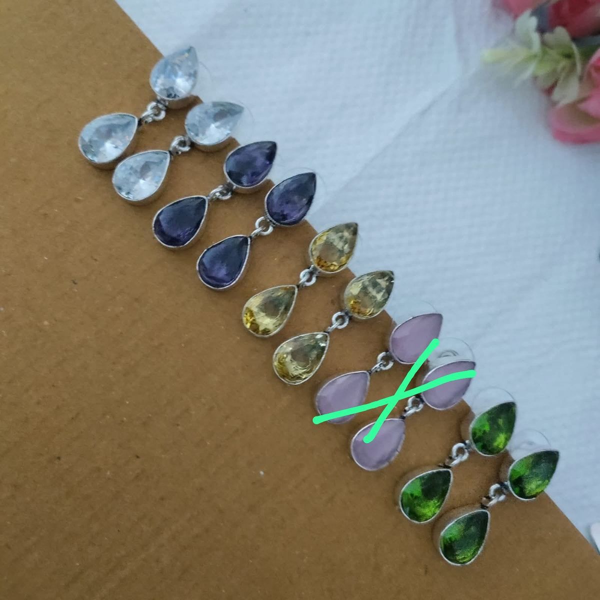 Drop stone earring