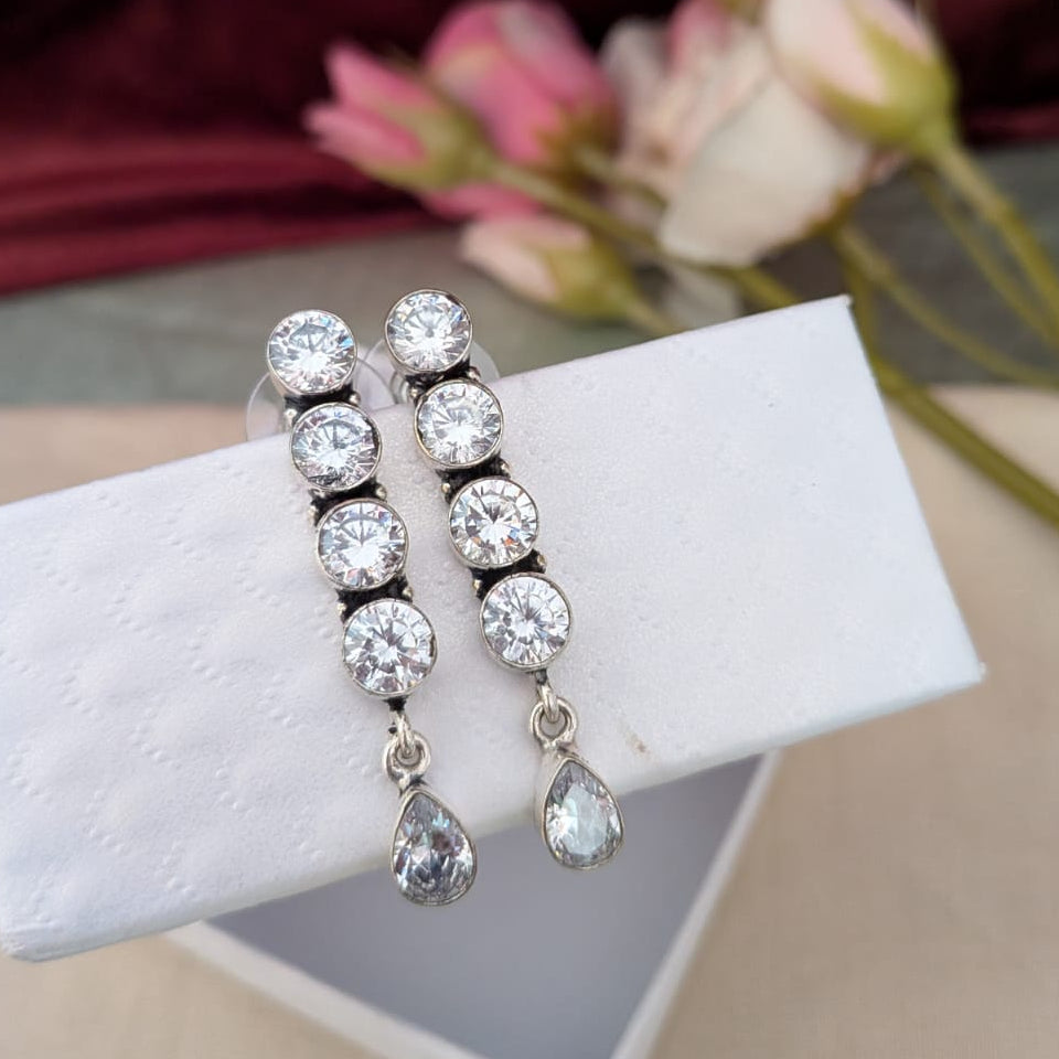 4 Stone stud with drop earring