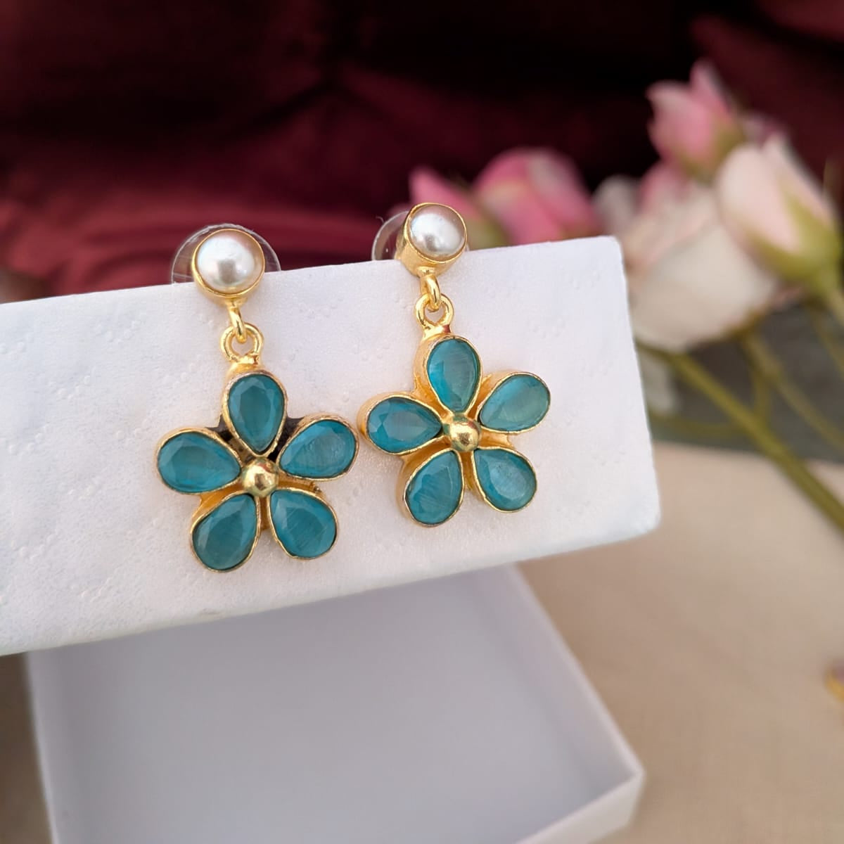 5 stone flower earring