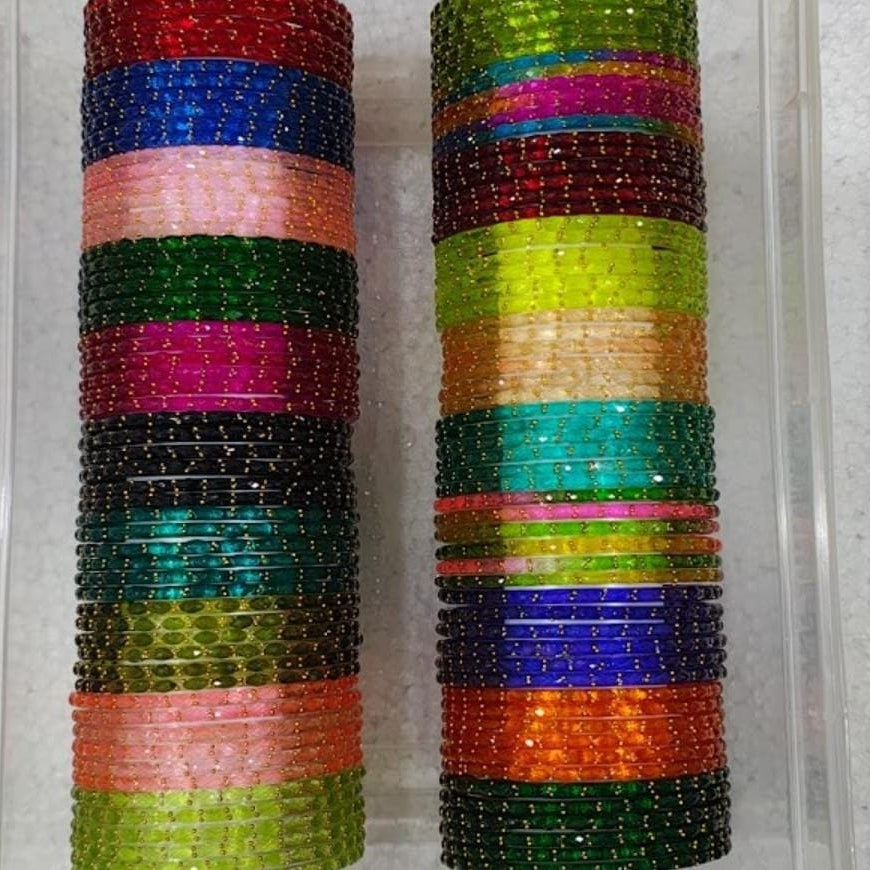 Raindrop Glass Bangles - Crystal Cut