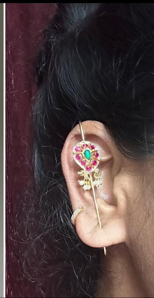 Ear cuff Needle Earring - Jadau Paisley