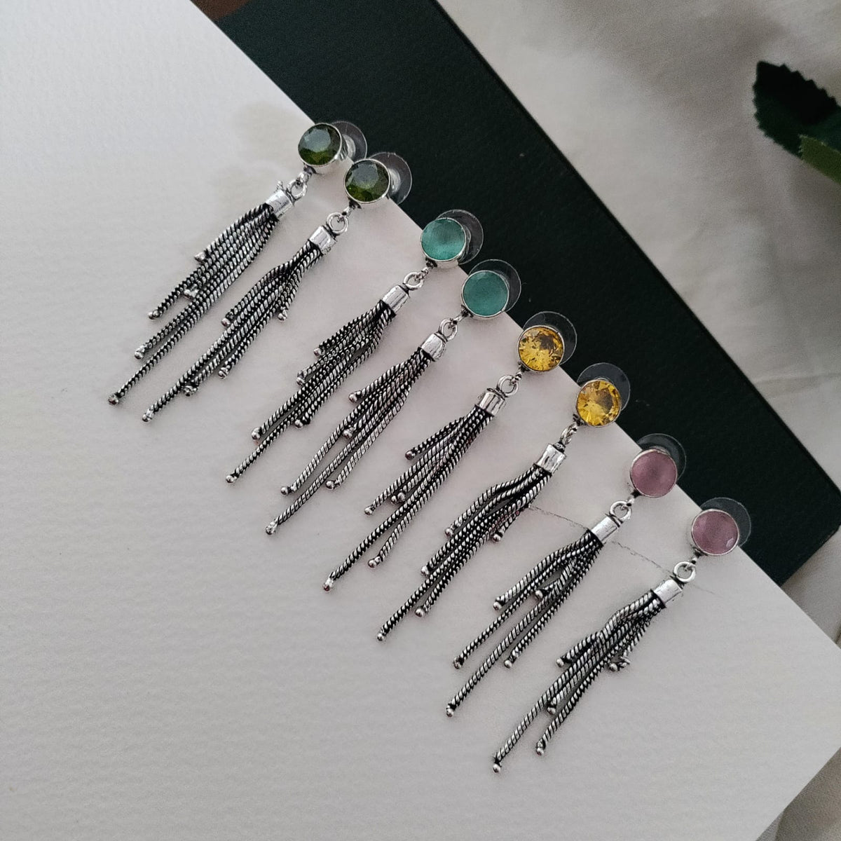 Stone long earring