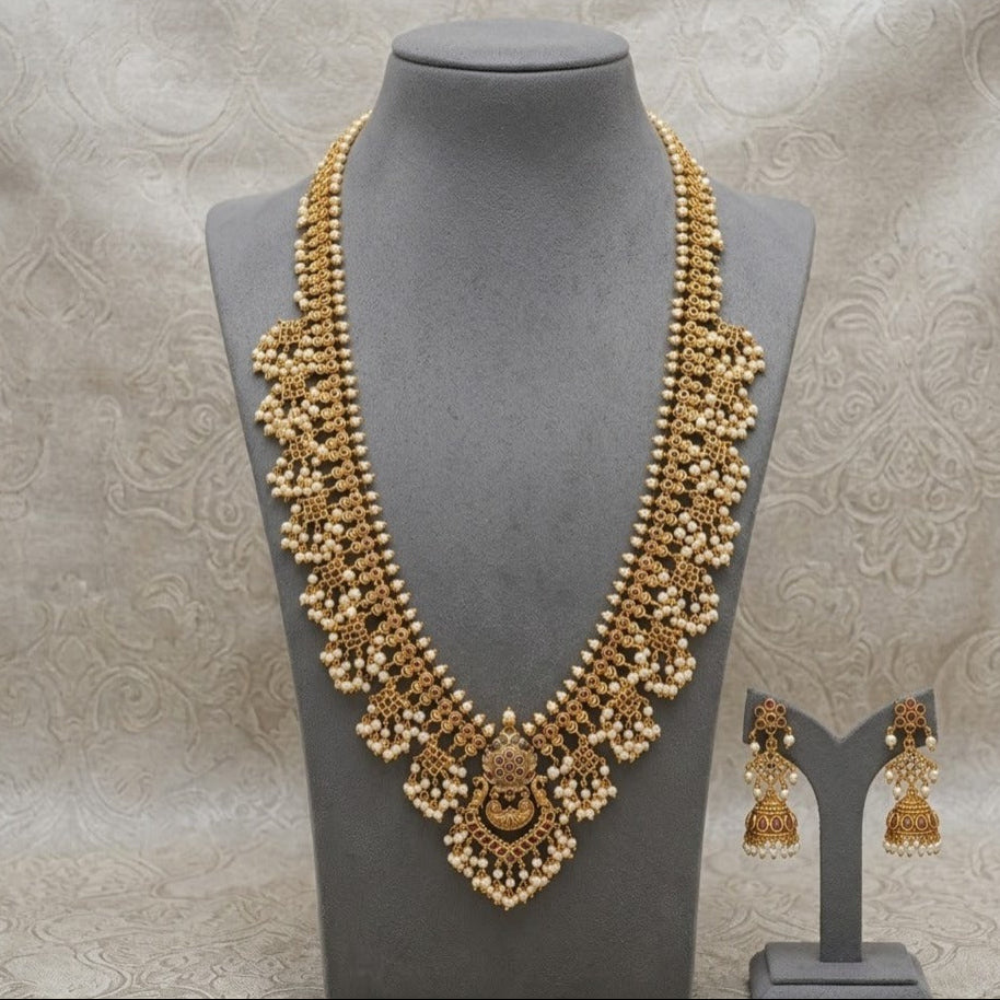 Ruby kemp stone pearl long set