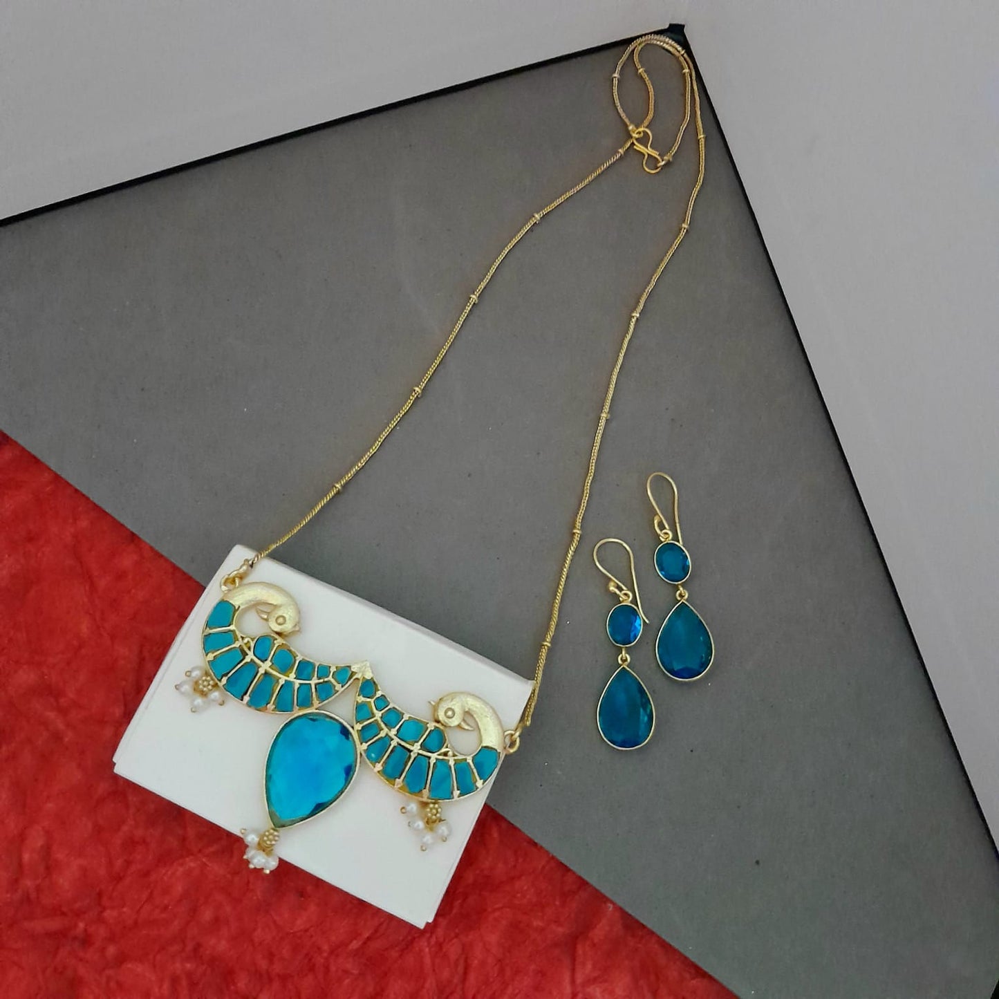 Jadau pendant chain set, Fusion long chain set