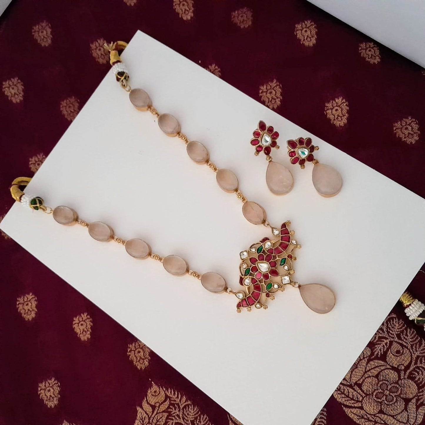 Bold and beautiful Jadau kundan exclusive stone necklace set