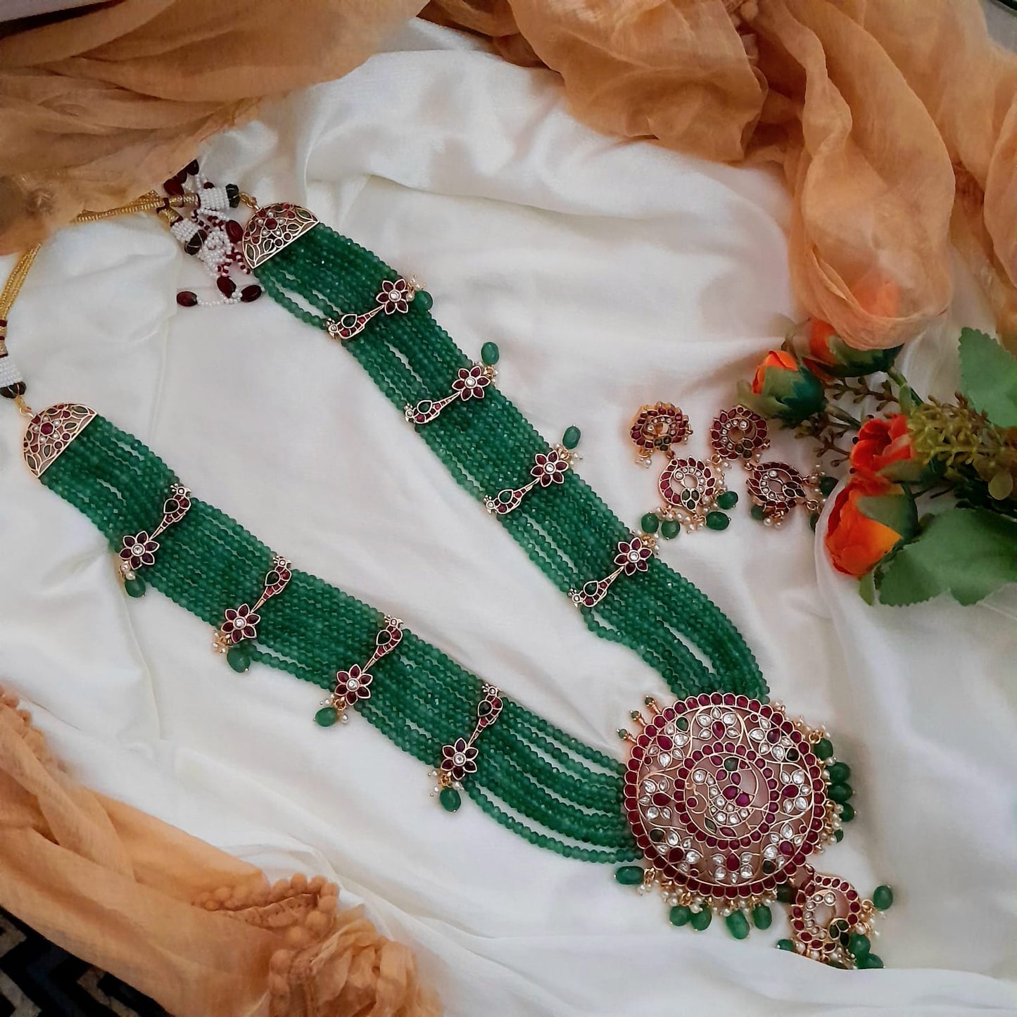 Beaded bridal gorgeous kemp necklace set long