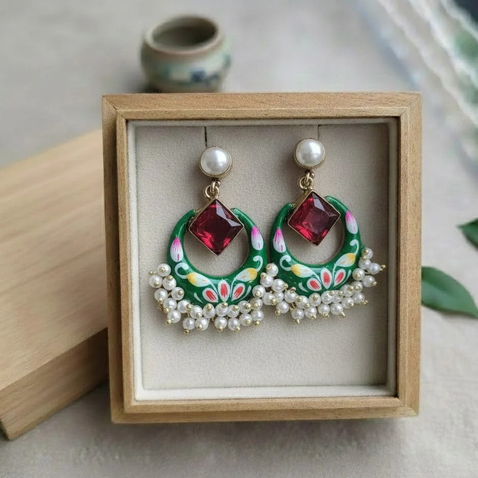 Painted stone earring