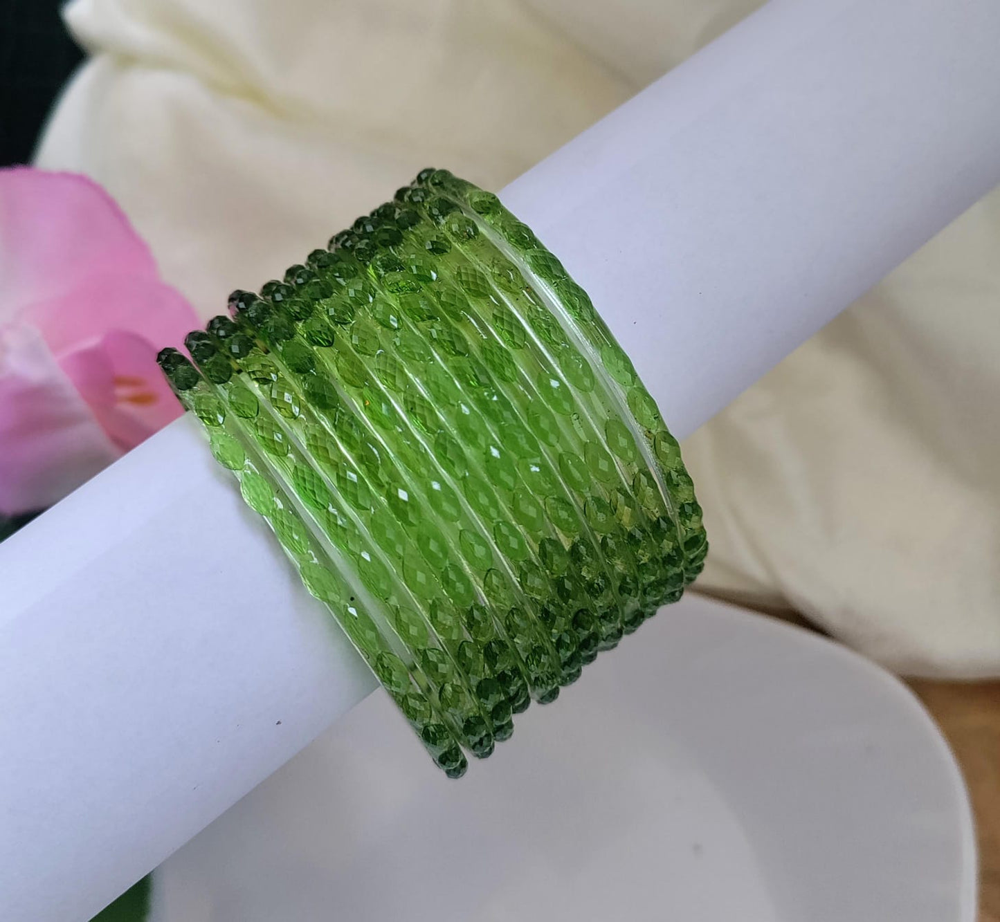 Raindrop Glass Bangles Plain - Crystal cut