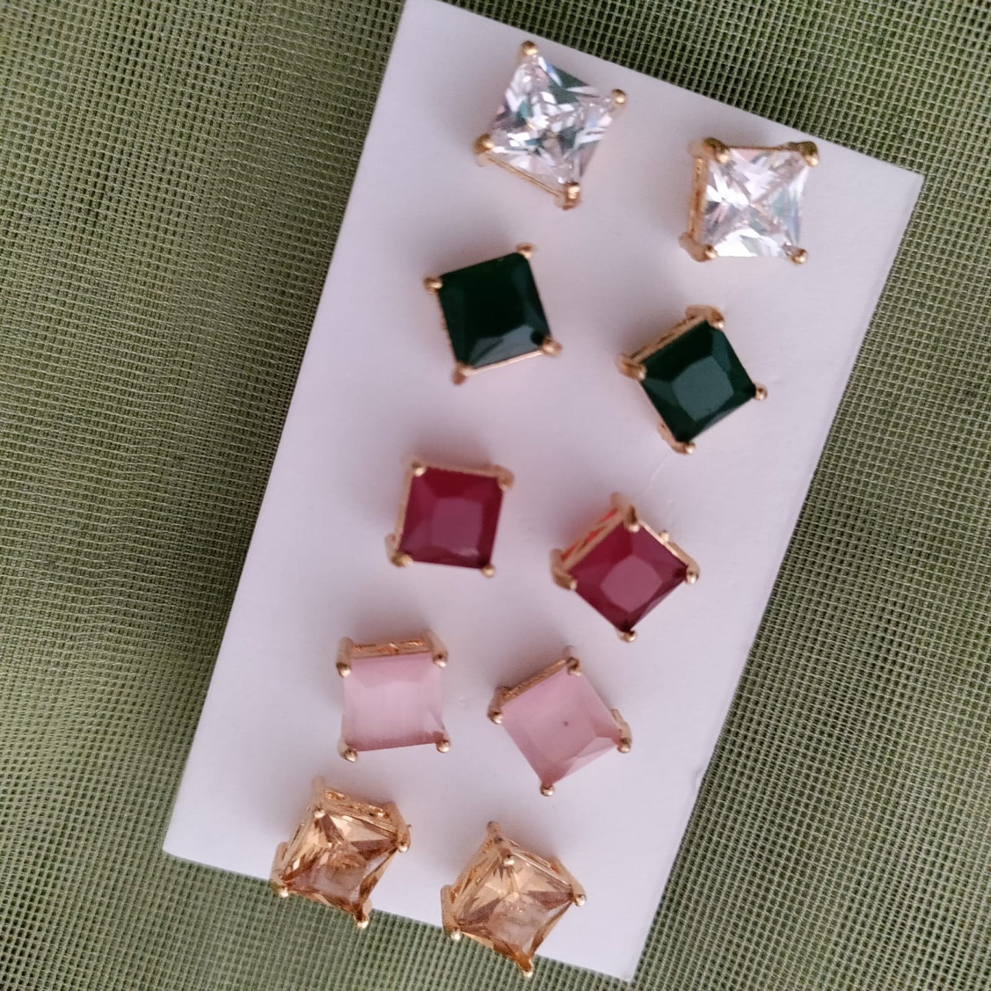 Golden stone stud earring