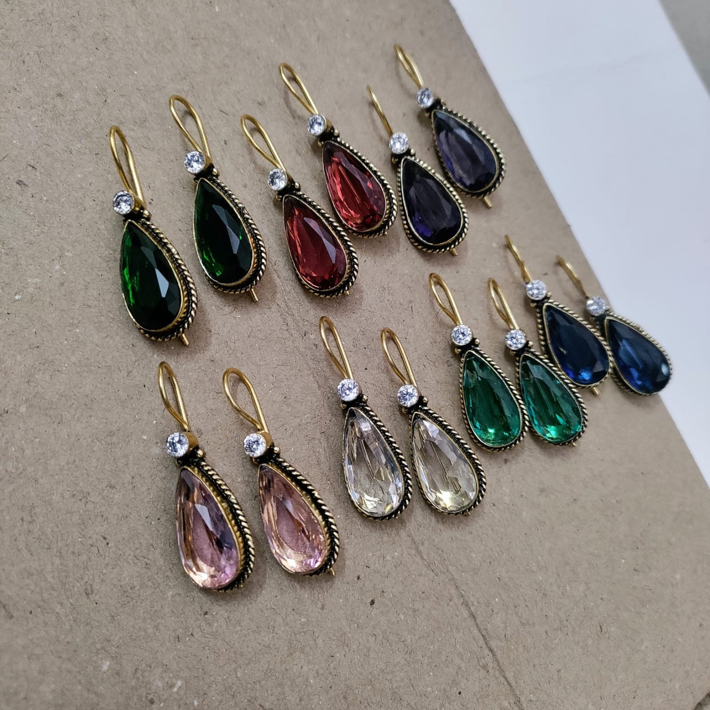 Drop stone hook earring