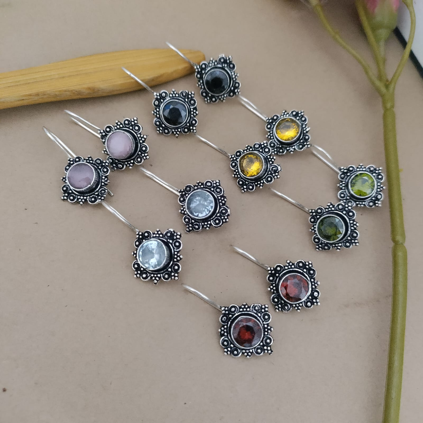 Single stone hook earring