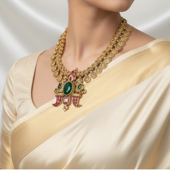 Jadau kundan pendant necklace set