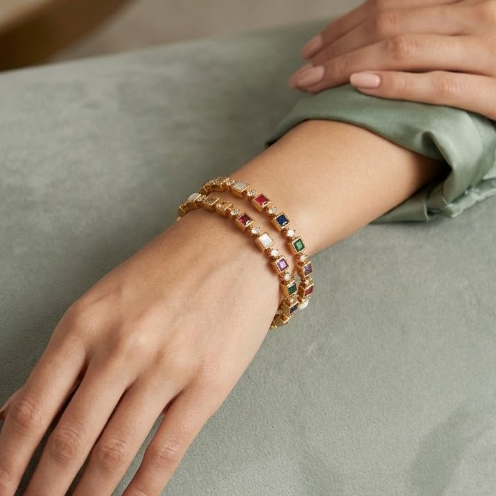 Navratna bangle set - 2 pc