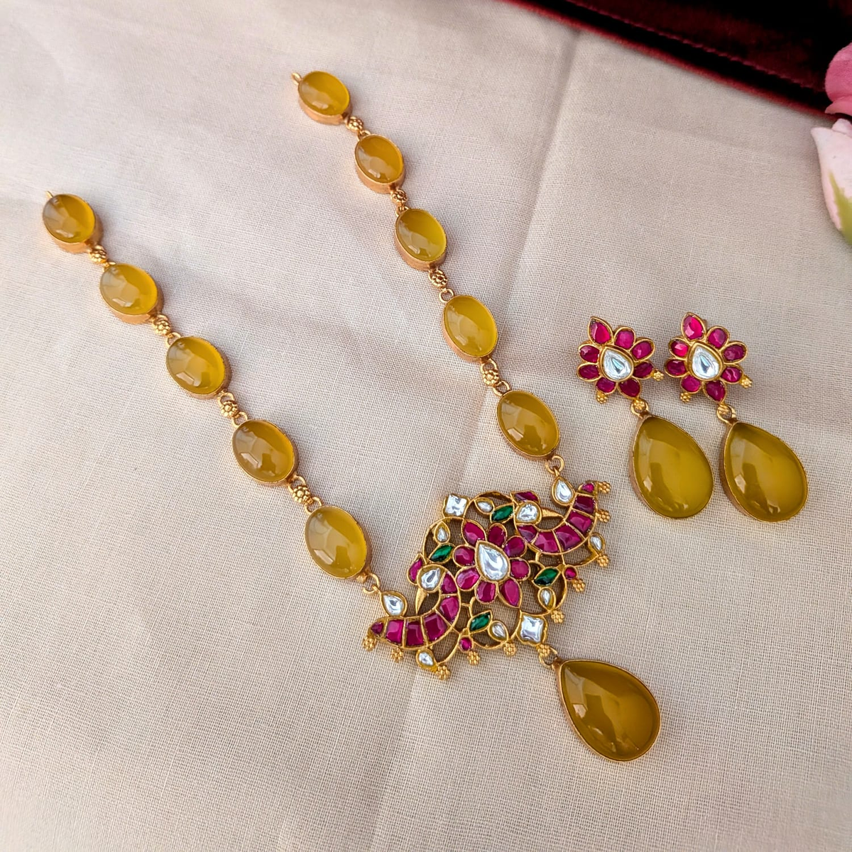Bold and beautiful Jadau kundan exclusive stone necklace set