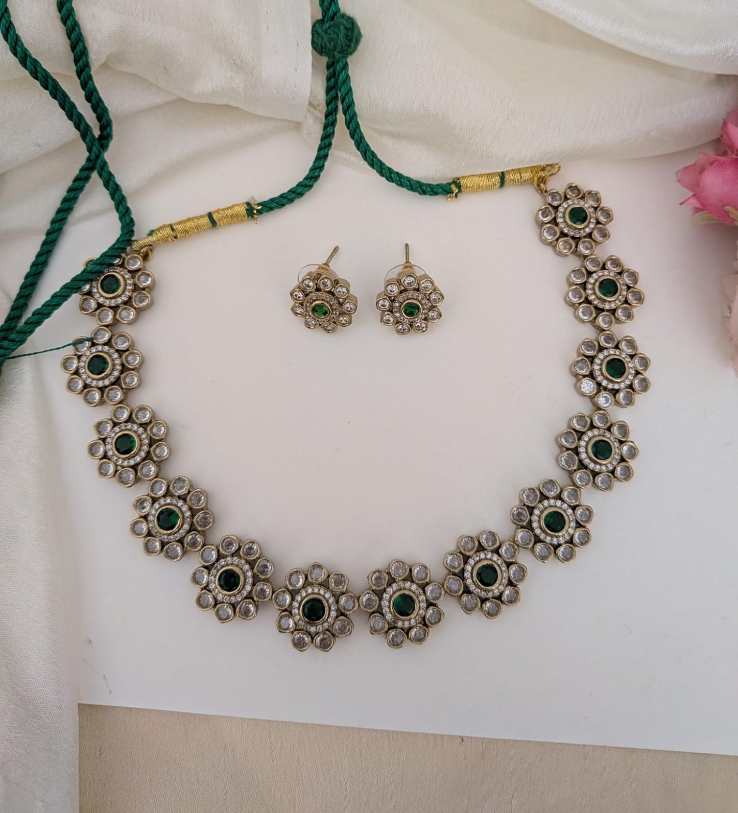 Kundan stone necklace set